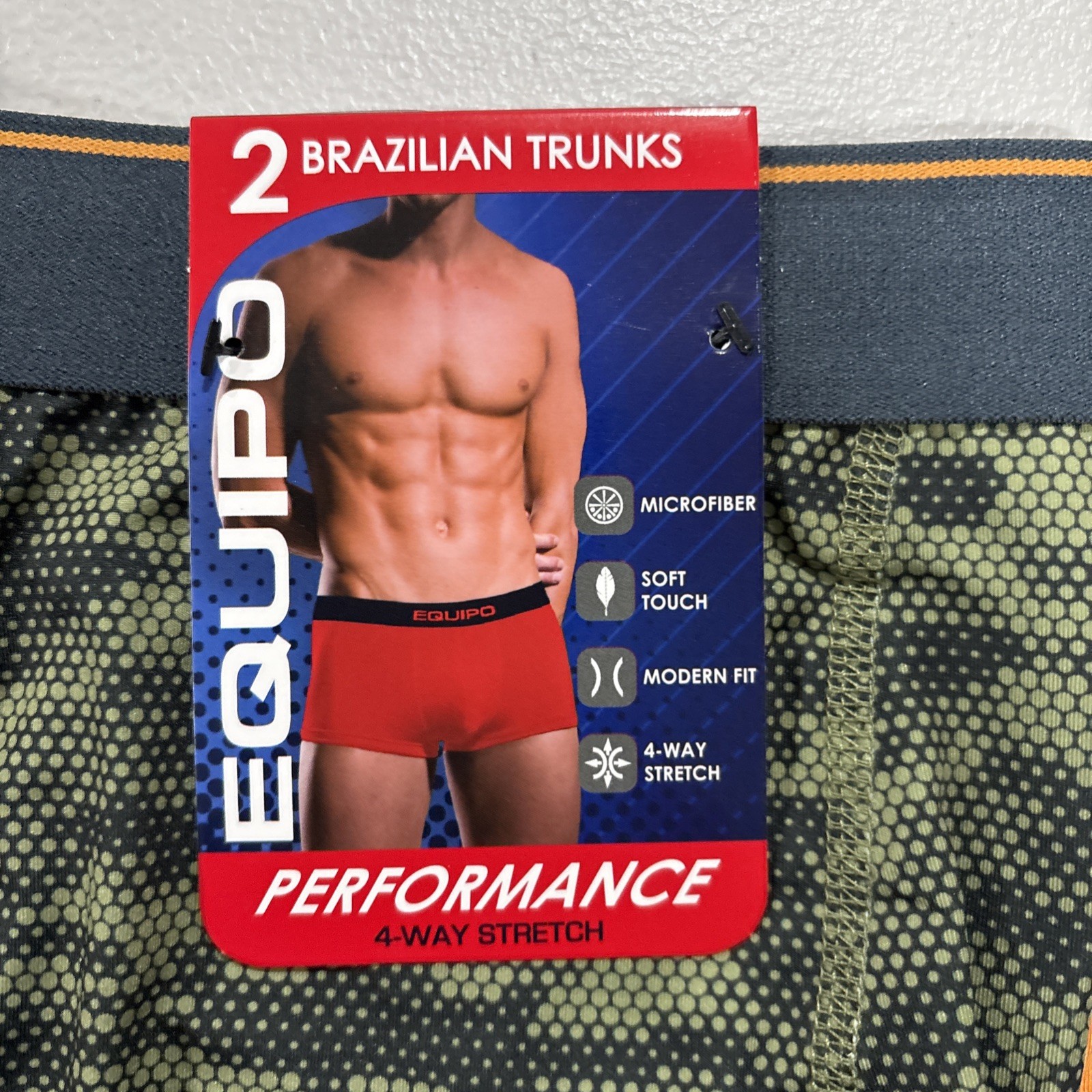 2 Pack Equipo Brazilian TRUNK Brief Underwear Microfiber Stretch Men’s Green L