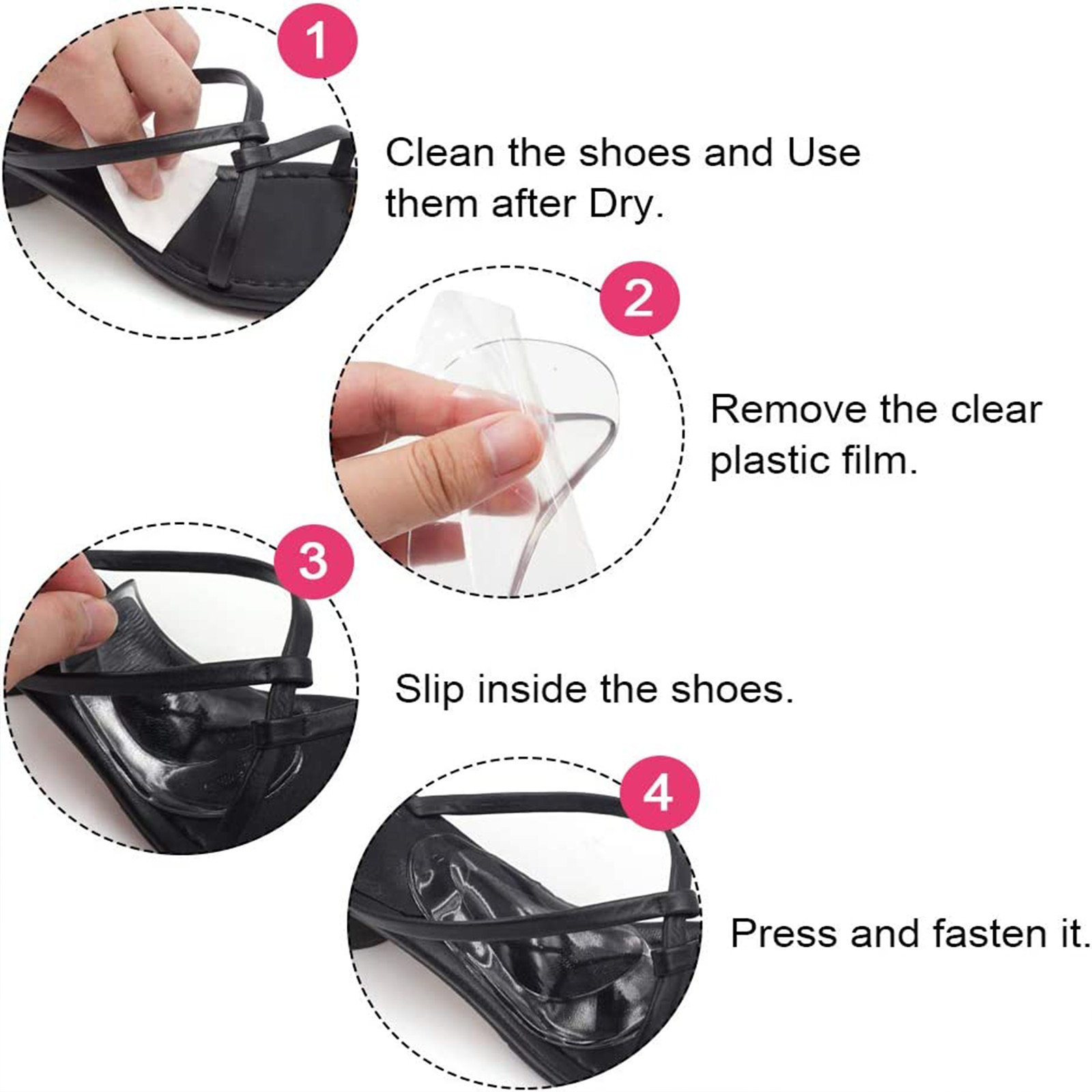 5 Pair Arch Support Shoe Insoles Plantar Fasciitis Gel Sticky Reusable Cushionss