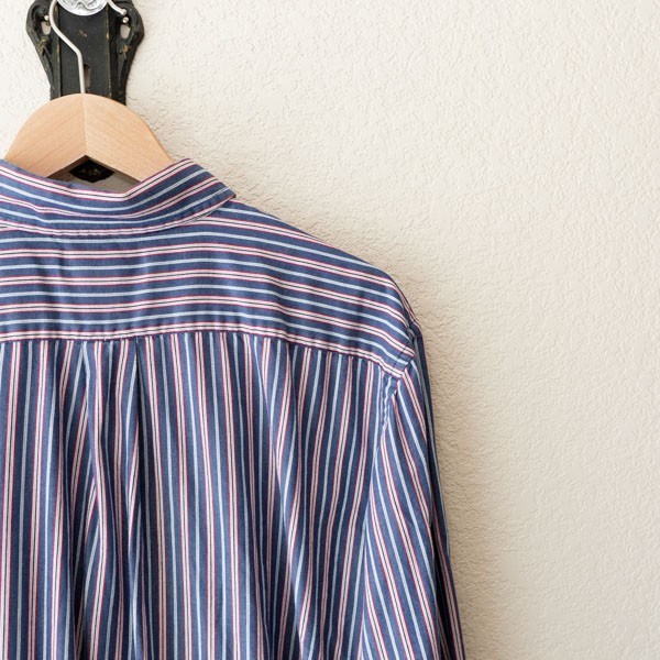 Chaps Button Down Shirt XL Red White Blue Stripe Cotton Preppy Classic Long Slee