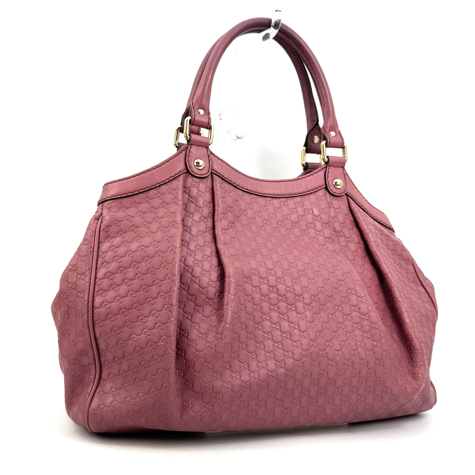 Gucci Shoulder Bag Sukey Leather Shima Micro GG Pink Authentic 420T0450