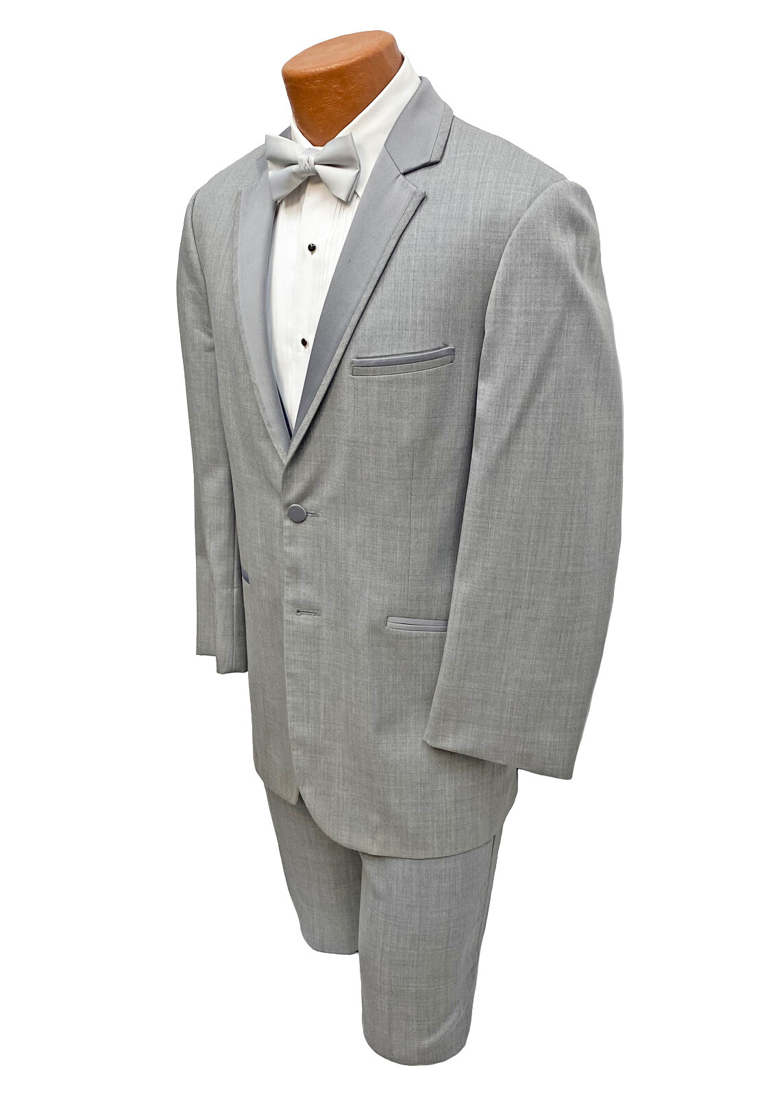 Jean Yves Twilight Mens Heather Grey Tuxedo 3 Piece Suit with Vest Size 46XL 40W