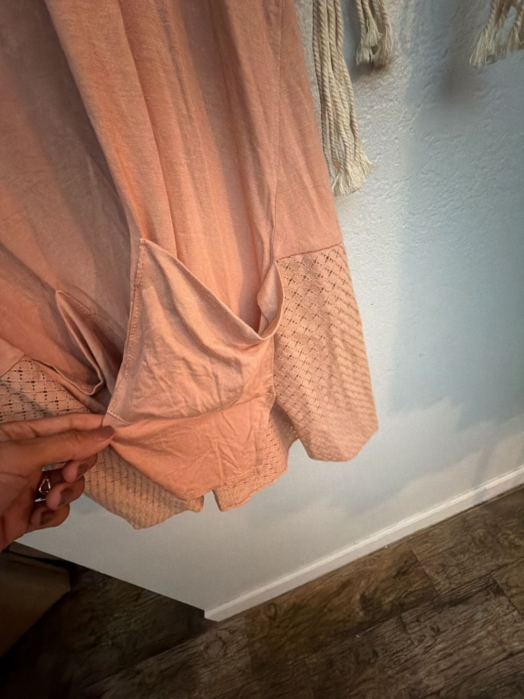 LOGO by Lori Goldstein Layers Knit Tank Top with Eyelet Lace Trim and Pockets