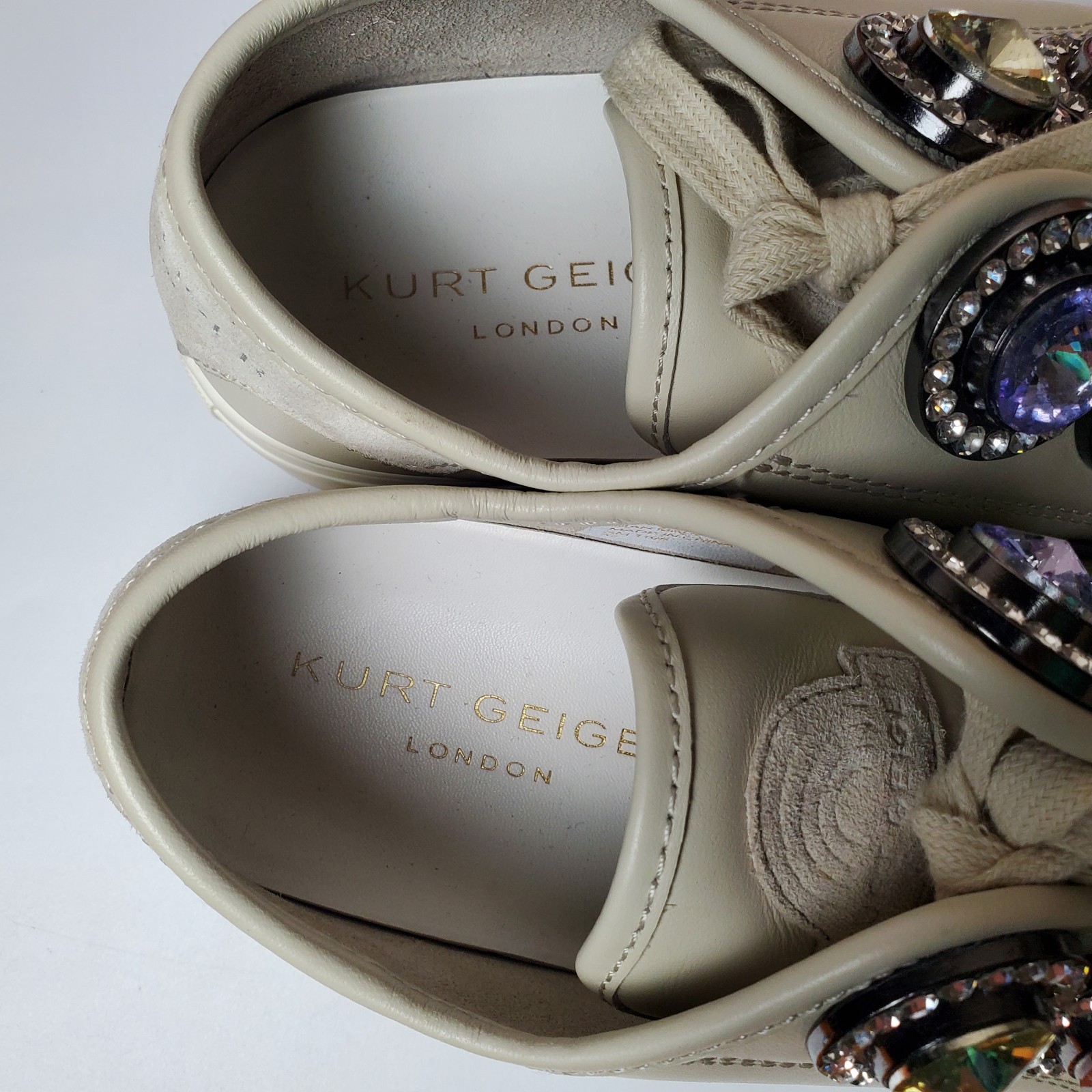 Kurt Geiger London Laney Octavia Leather Sneakers Pastel Crystals Rhinestones