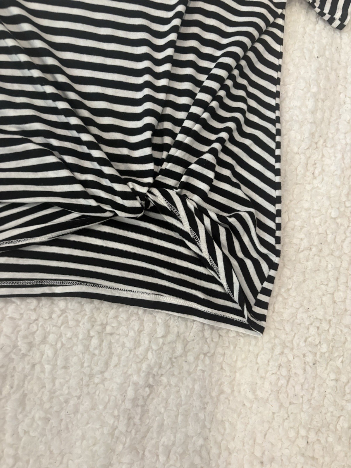 EUC Mustard Seed Women’s Black White Striped Short Sleeve Top Blouse – Size S