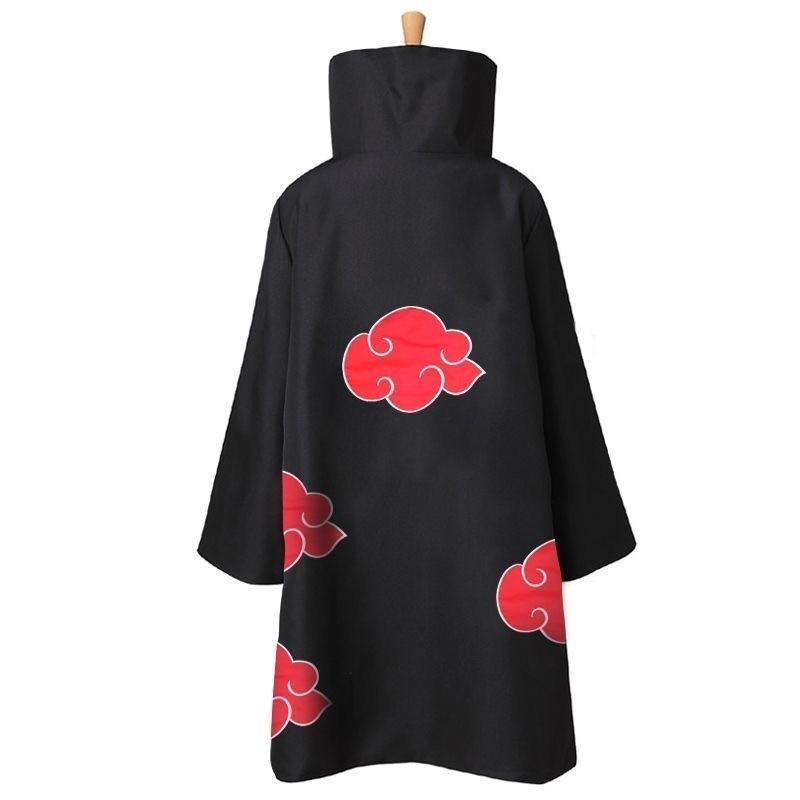 Naruto Cosplay Costume: High-Collar Akatsuki Cloak & Headband