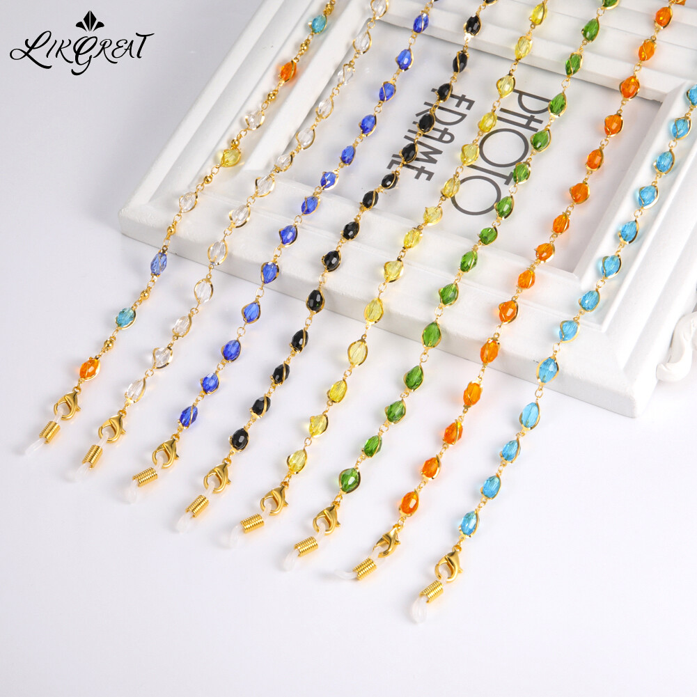 Elegant Crystal Beads Eyeglasses Chain Women Mask Lanyard Neck Strap Cord Holder