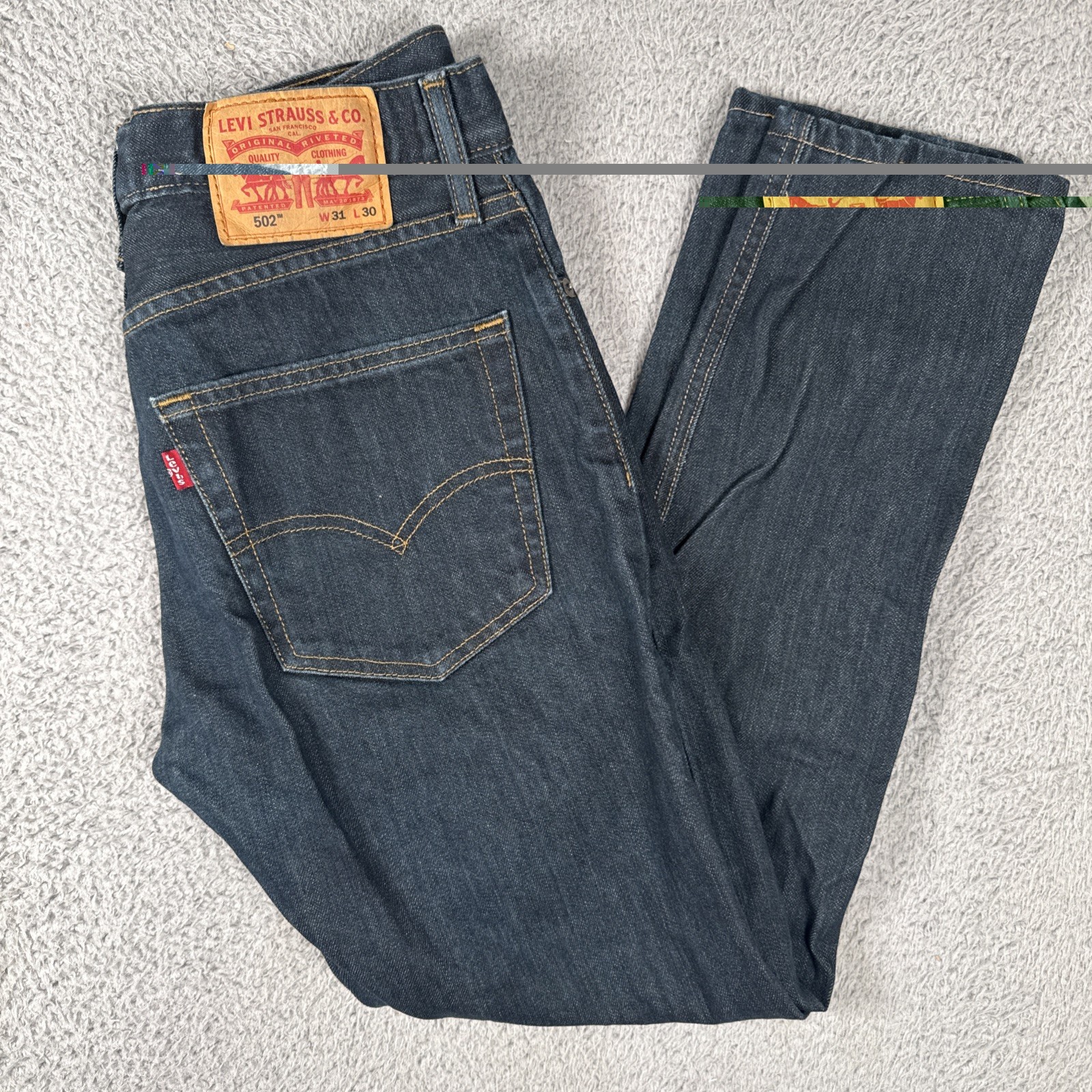 Levis 502 Jeans Mens 31×30 (30×27) Blue Dark Wash Regular Tapered Leg