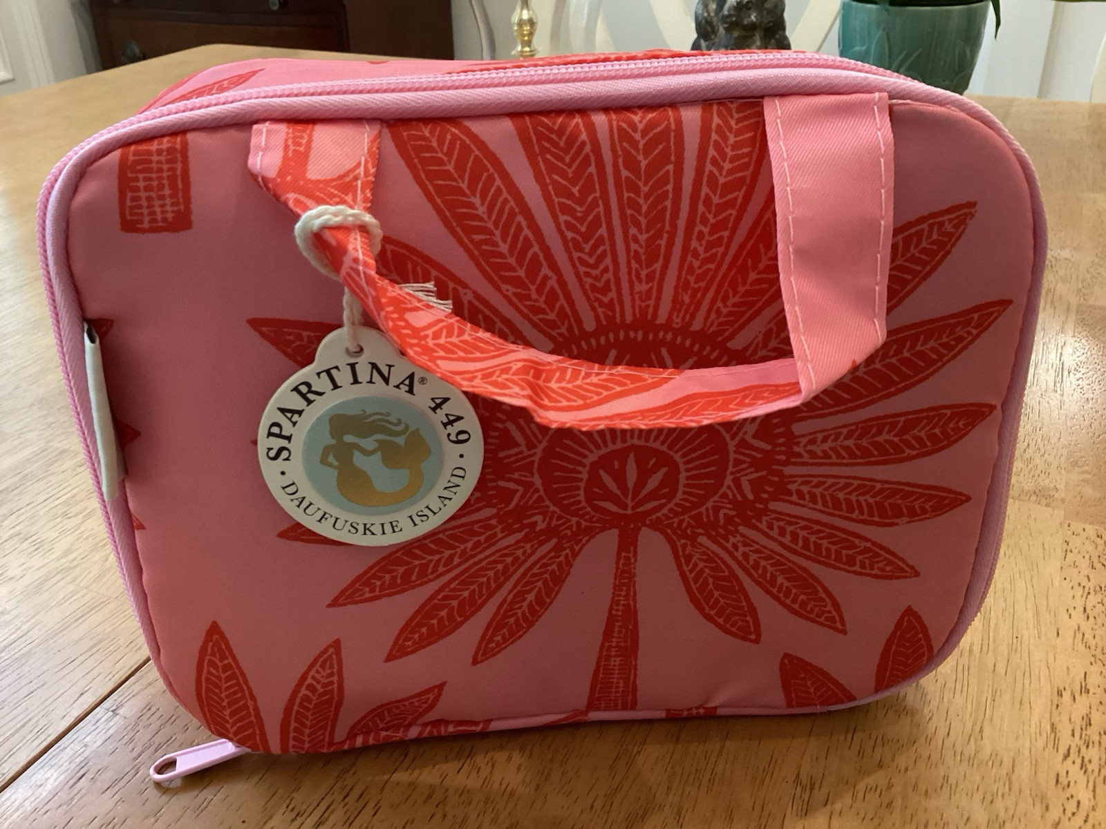 Spartina 449 6-piece Packing Cubes Palmetto Frond Print NWT Pink Red