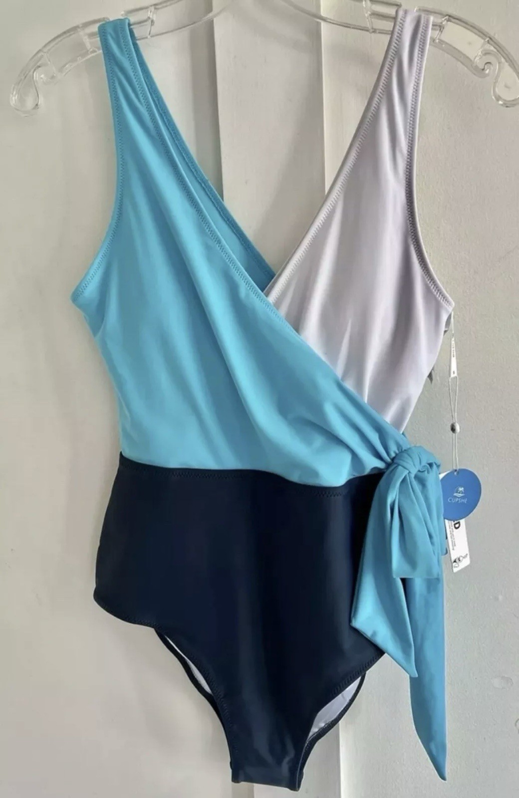 CUPSHE Womens Swimsuit One Piece Bathing Suit Wrap color block small NEW