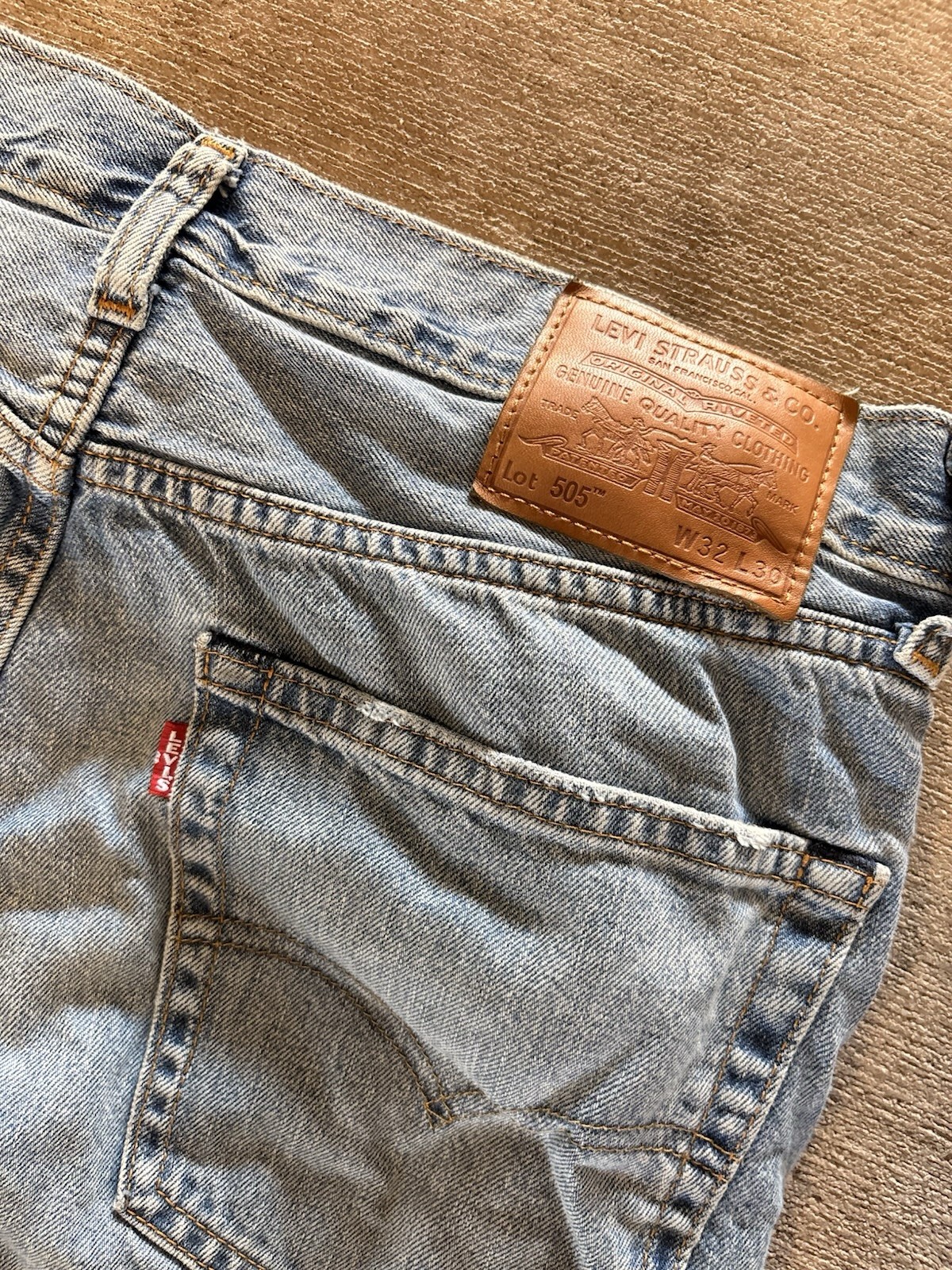 Selvage Levi’s Men’s Blue Denim Straight Leg Regular Mid Rise Light Wash Jeans