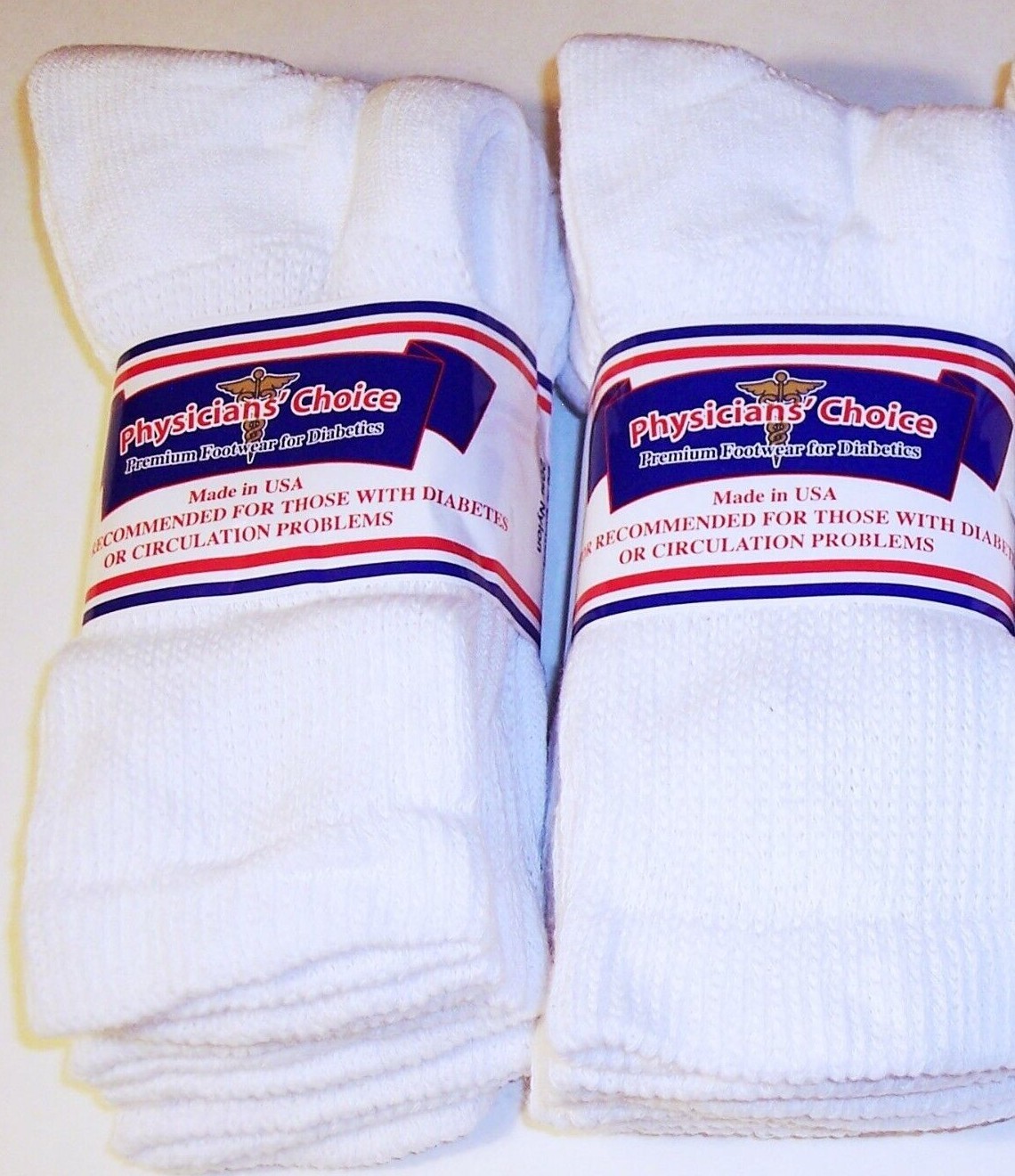 6 or 12 Pairs Womens Mens Physicians Choice White Ventilated Diabetic Crew Socks