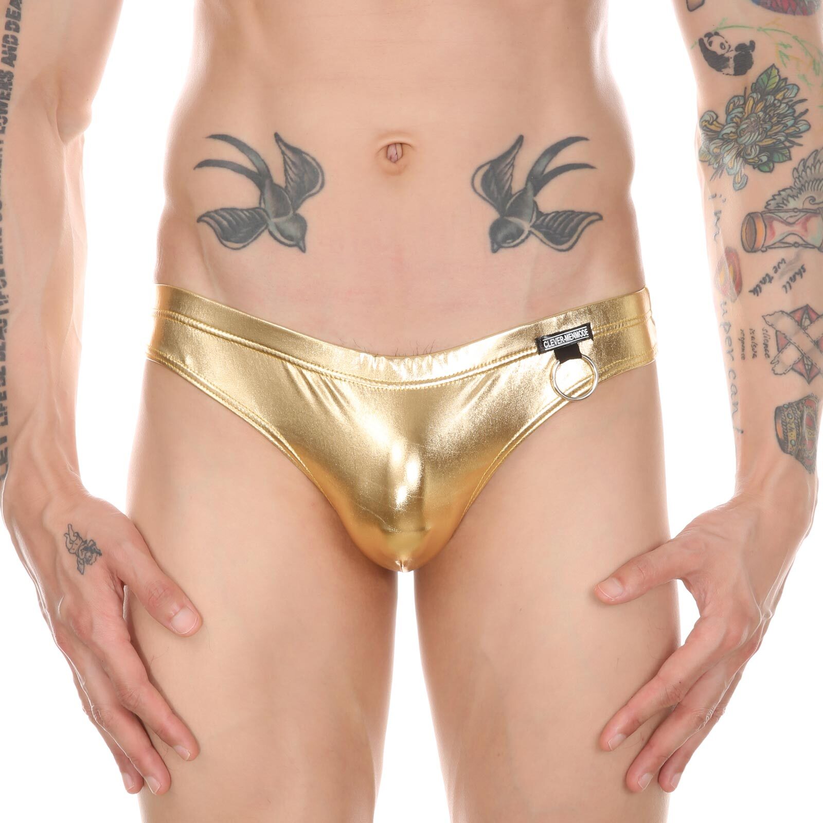 Men Wet Look Briefs Thong G string Sexy Faux Leather Underpants Underwear