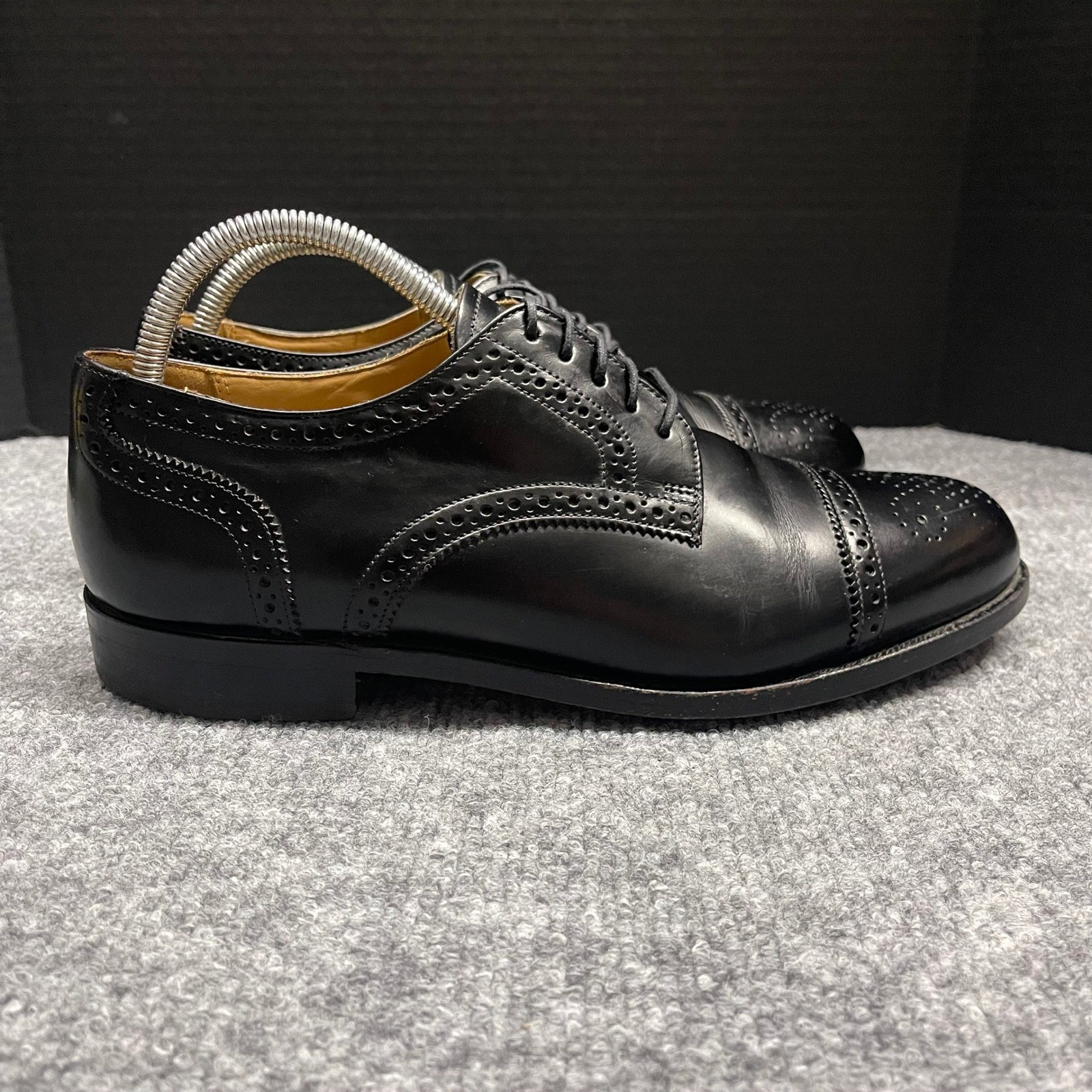 Bostonian Crown Shoes Size 9 D/B Windsor First Flex Black Leather Wingtip Brogue