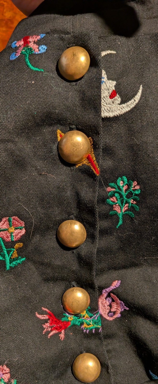Samantha Pleet Celestial Embroidered Banner Jacket Top w/ Brass Buttons Size 4