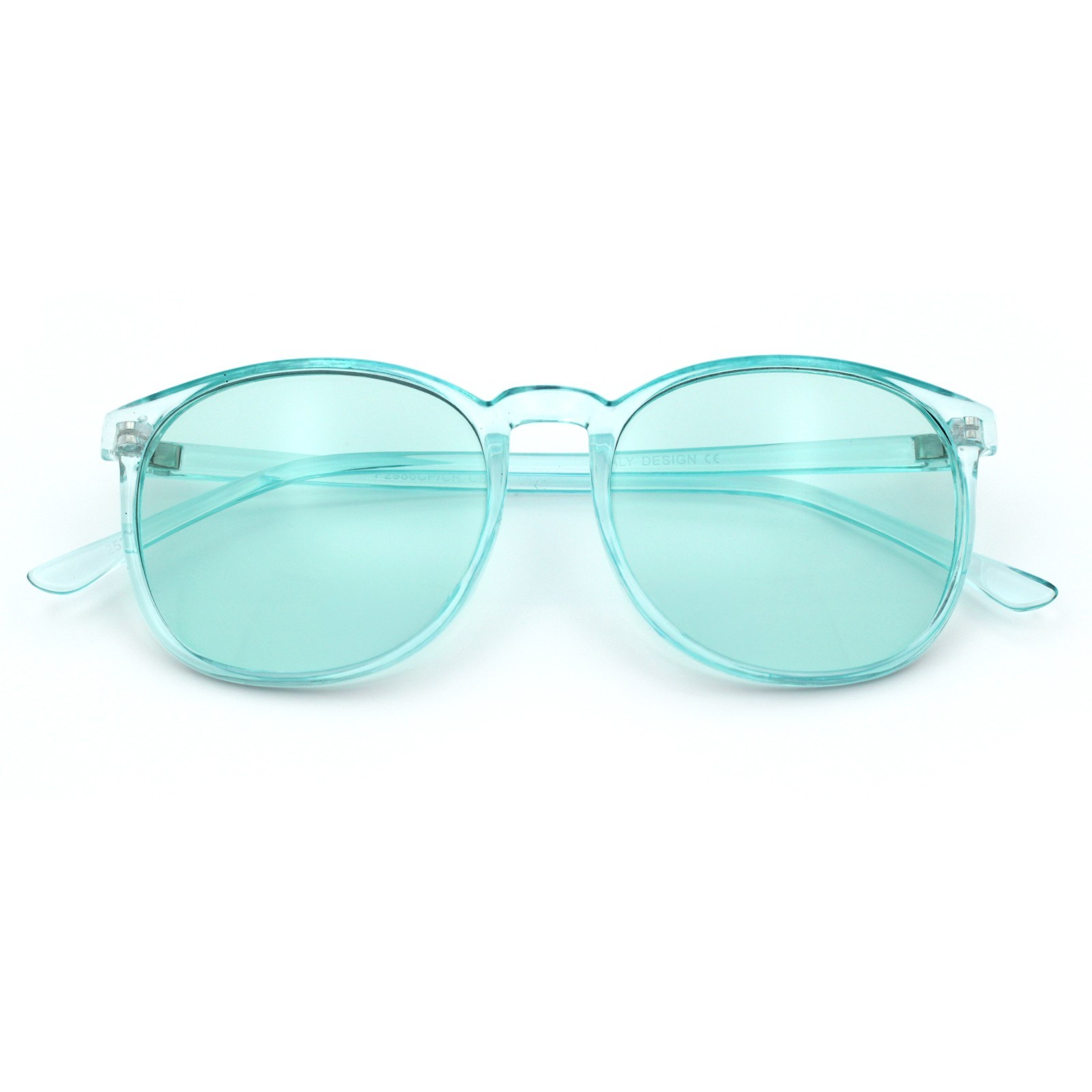 SA106 Womens Retro Round Bright Color Sunglasses Transparent Frame UV400 Lenses