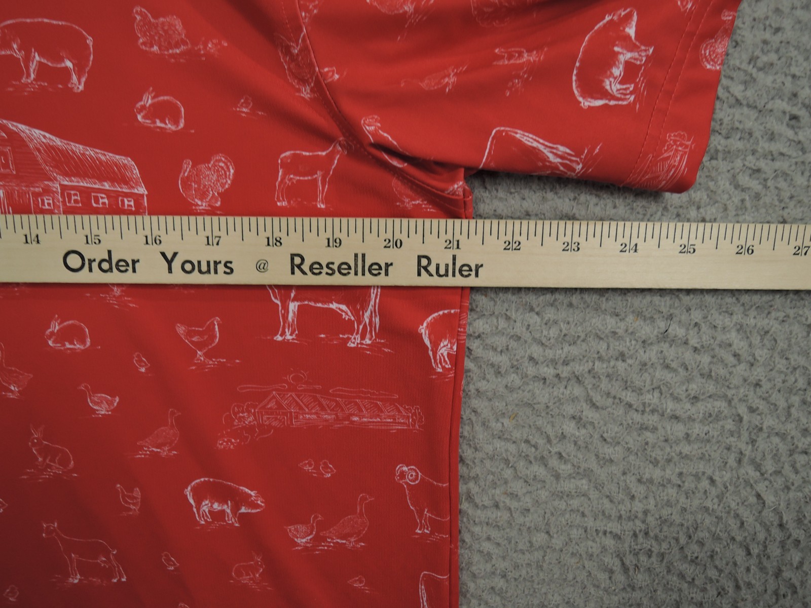 Waggle Polo Shirt Mens Large Red Performance Stretch Golf Farm Animals