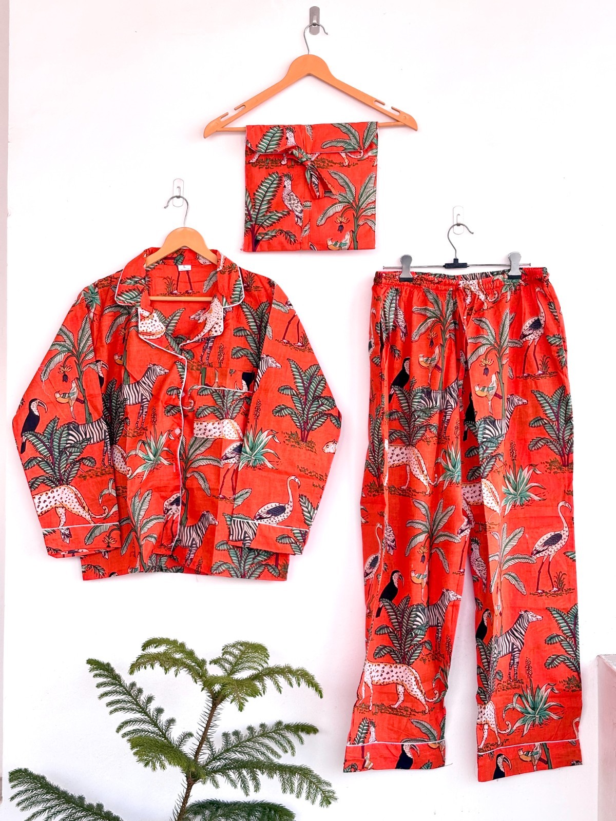 Hand Block Print Cotton Pajama Set: Indian Floral Nightwear