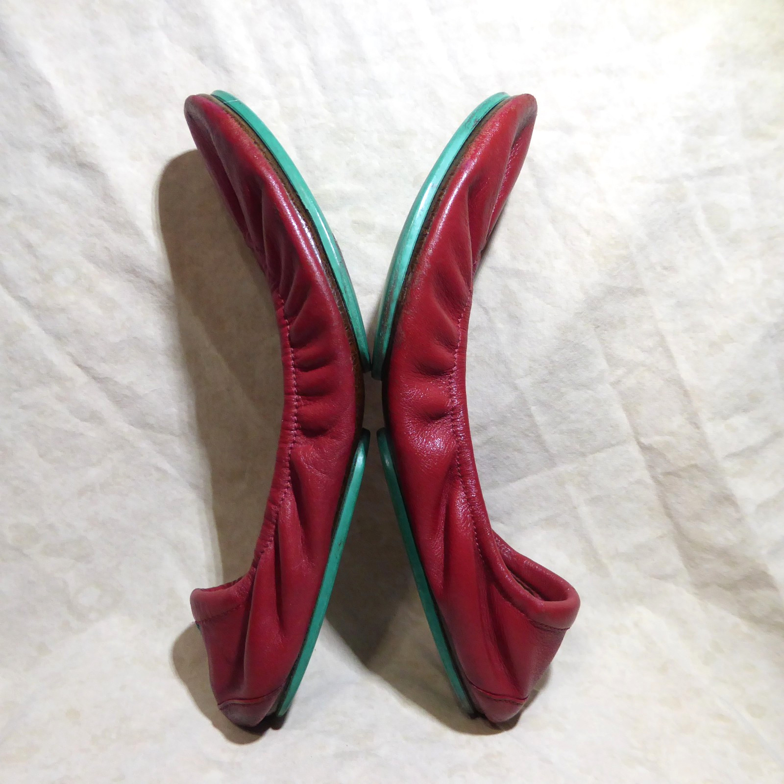 🩰 Tieks by Gavrieli Foldable Ballet Flats sz 9 Cardinal Red 100% Nappa Leather