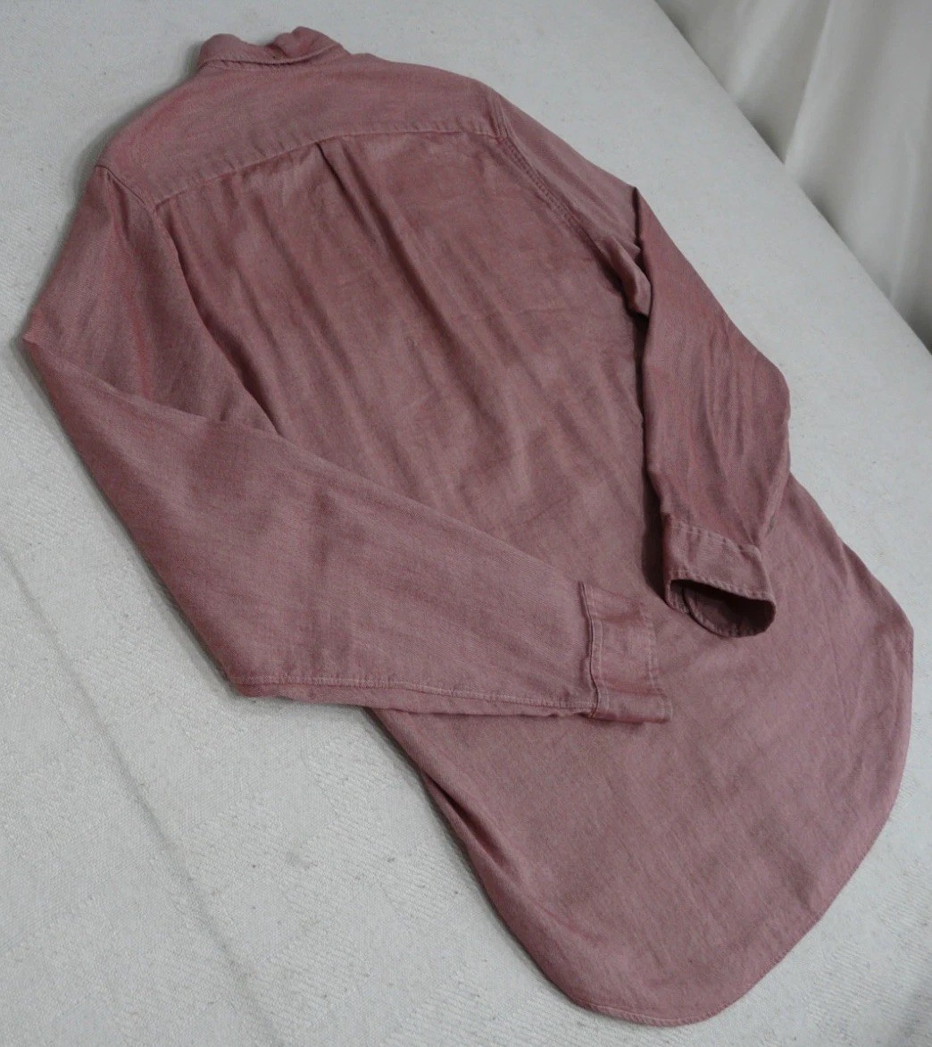 J Crew Work Shirt Mens M Washed Red Button Down Cotton Diagonal Twill Brushed