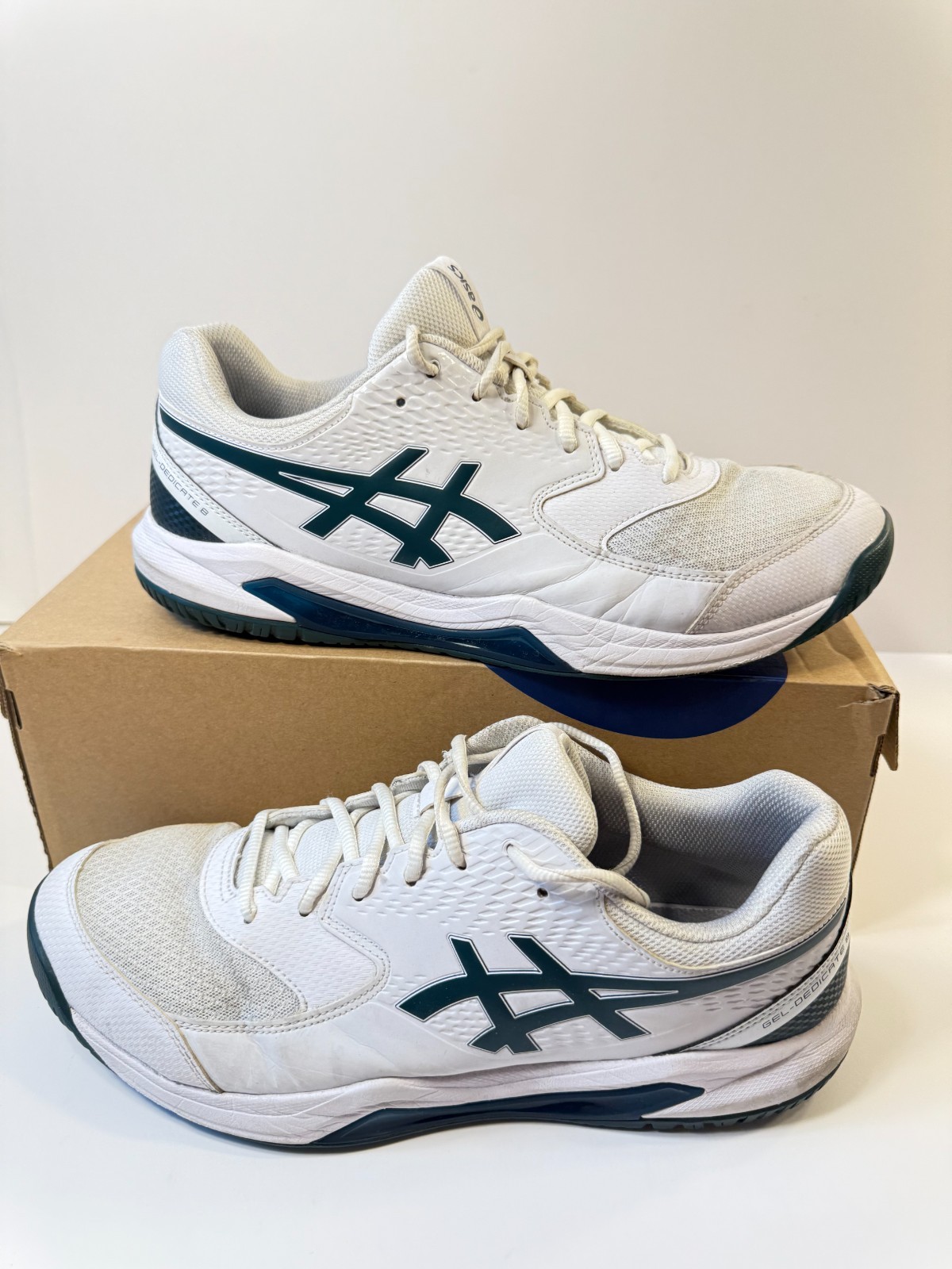 Asics Gel Dedicate 8 Mens Tennis Shoes White Green US 12 Wide