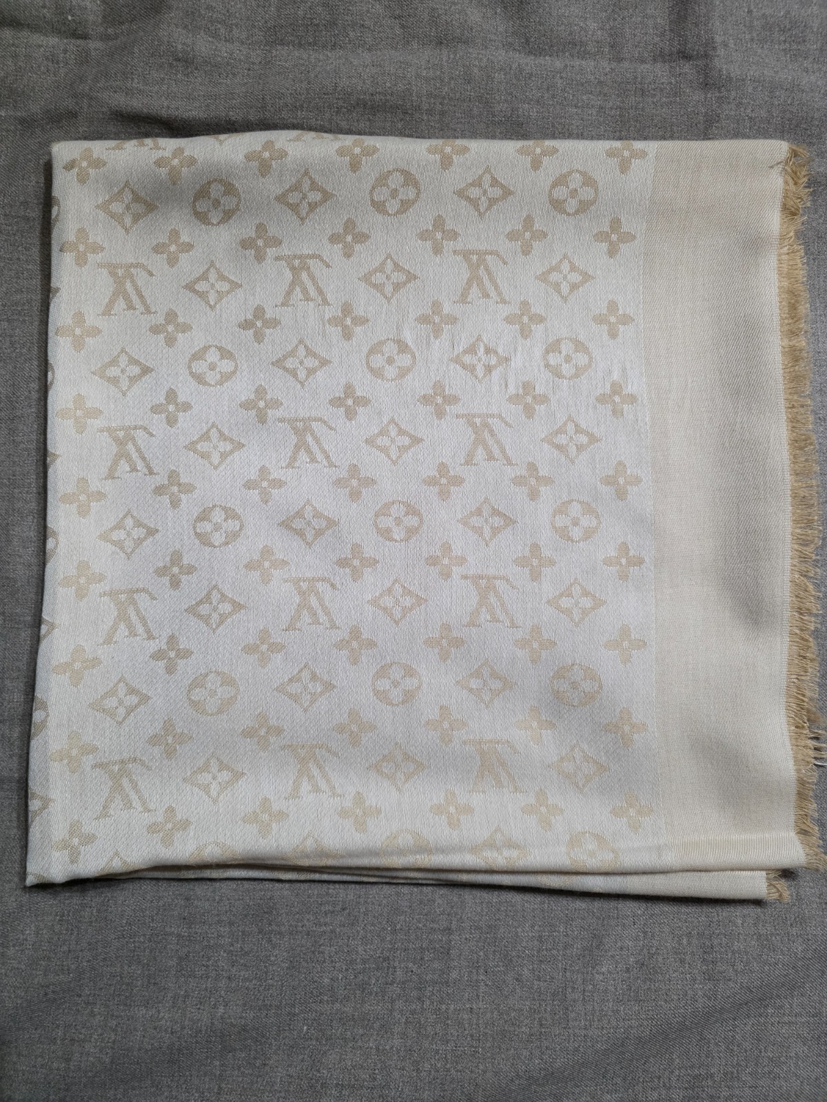 100% Authentic Louis Vuitton Scarf Shawl Stole 60%Silk 40%Wool RoylBlue PreOwned