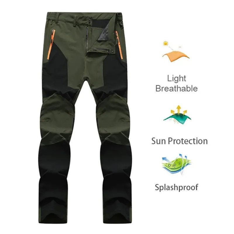 TRVLWEGO Men Summer Hiking Pants Camping Trousers Wear-resistant Water Splash
