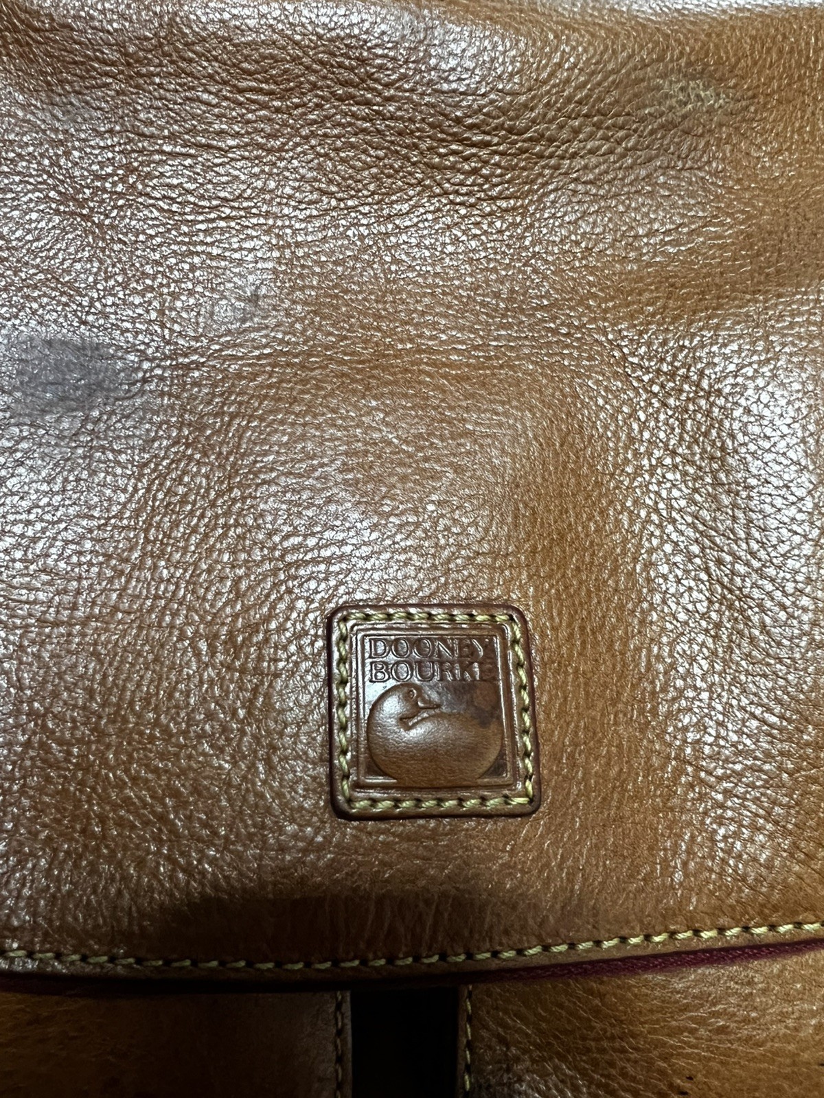 Dooney Bourke Brown Florentine Vacchetta Leather Saddle Messenger Bag Vintage