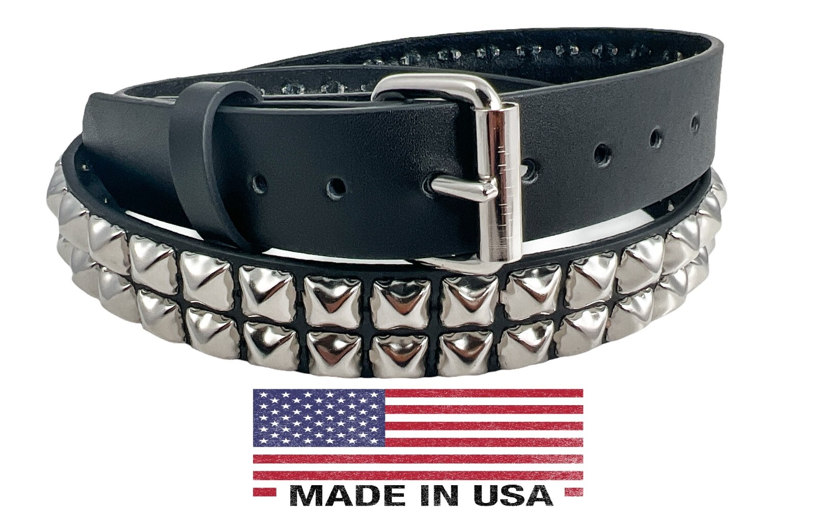 Funk Plus Two Row Pyramid Stud Belt High Quality Punk Goth Thrash Made In USA