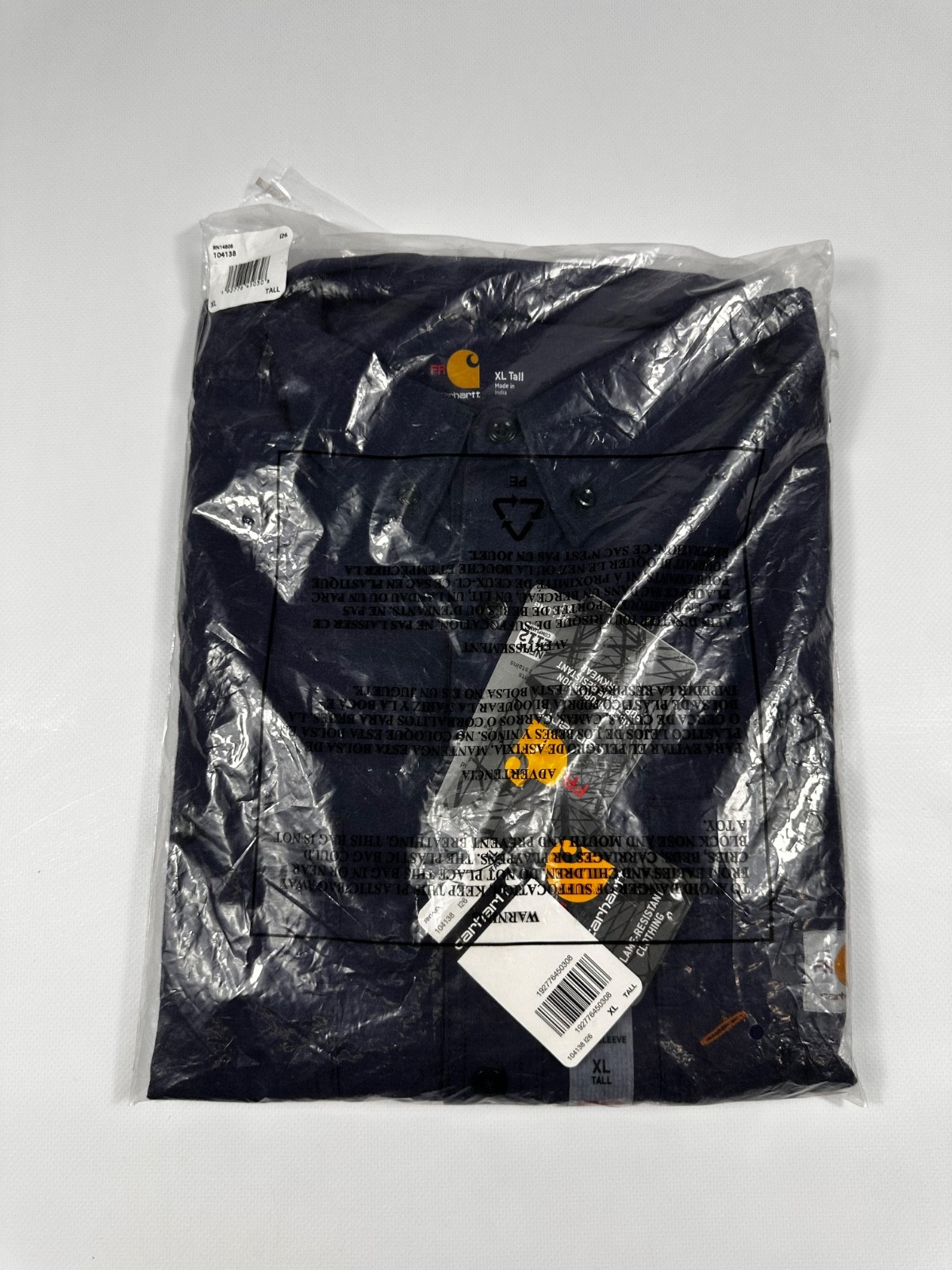 NWT Carhartt FR Force Flame Resistant Work Shirt XL Tall CAT 2 NFPA 2112 Navy