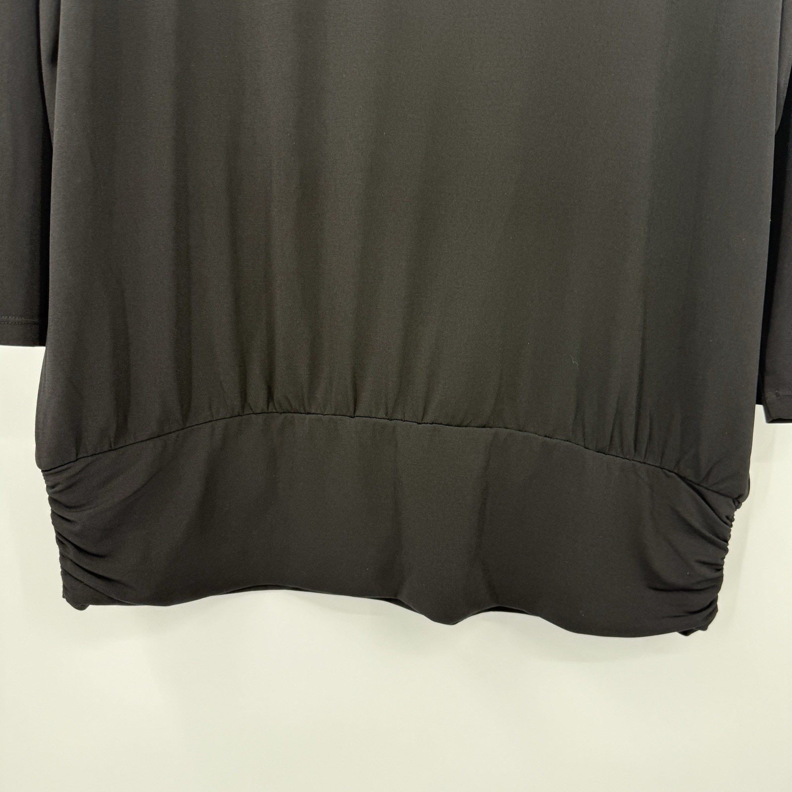 Chicos Travelers 3 Top XL Black Dolman Sleeve Banded Hem Pullover Minimalist