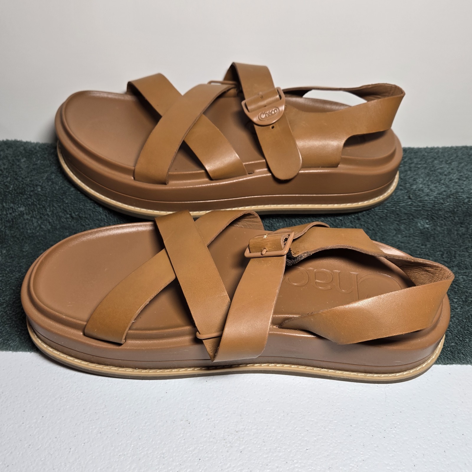 Chaco Lowdown Slide Sandals Women’s Size 9 Brown Adjustable Leather Straps EU 40