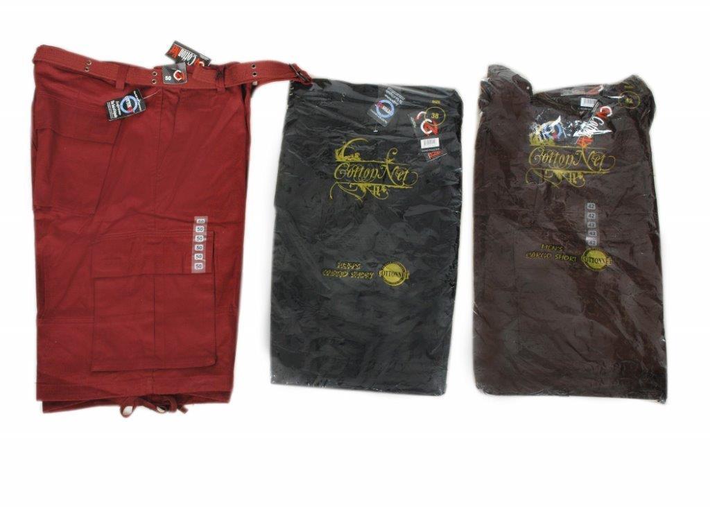 Men’s Cargo Shorts 100% Twill Cotton Solid Color Sizes from 32 to 44