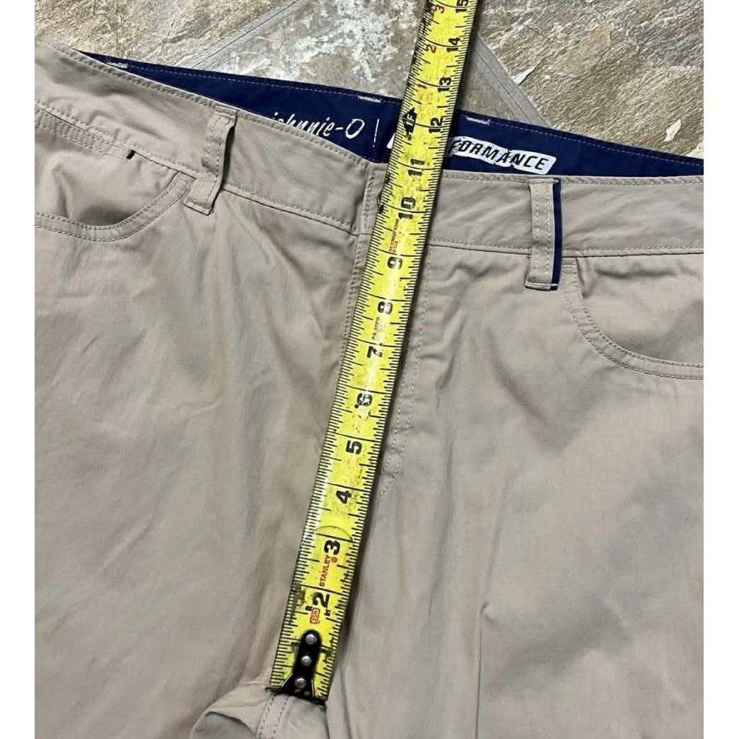 Johnnie-O Prep-Formance Pants Mens 34×32 Tan 5-Pocket Tech Stretch