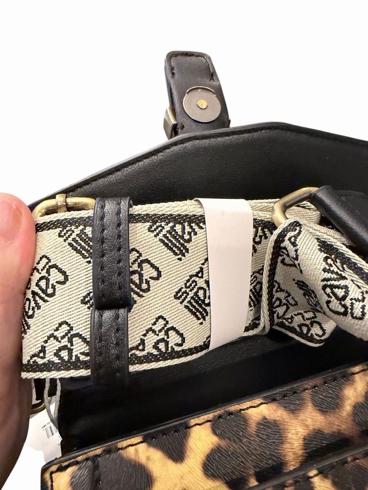 Cavalli Class Como Mini Bag Top Handle Leopard w/Black Crossbody Buckle NEW $98