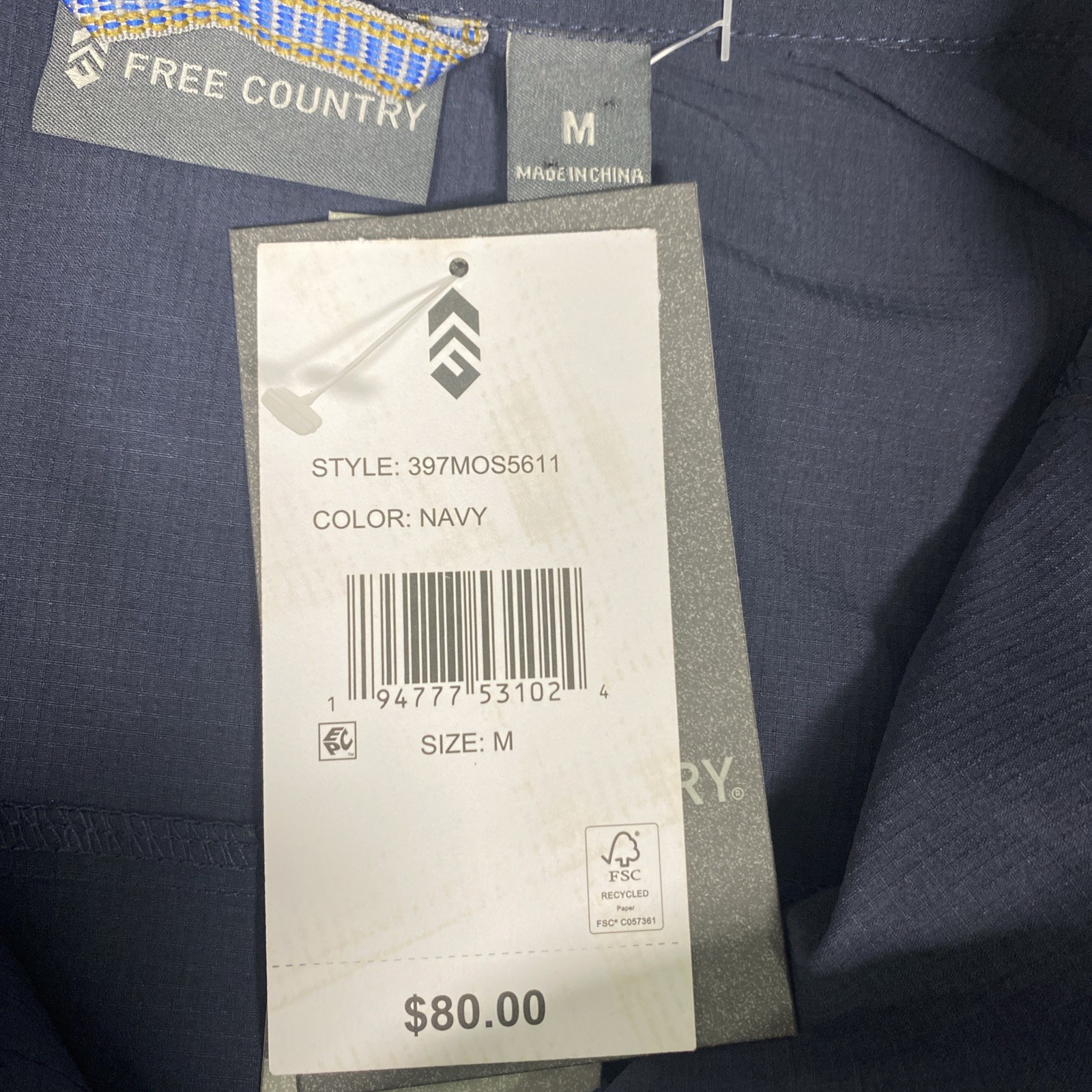 $80 Free Country Dark Navy Blue Stretch Rip Stop Adventure Vest Men’s Medium NWT