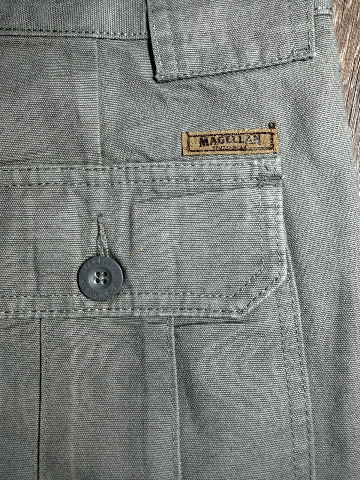 Magellan Sportswear Gray Canvas Cotton Cargo Short Flat Front Zip Pockets Sz 36
