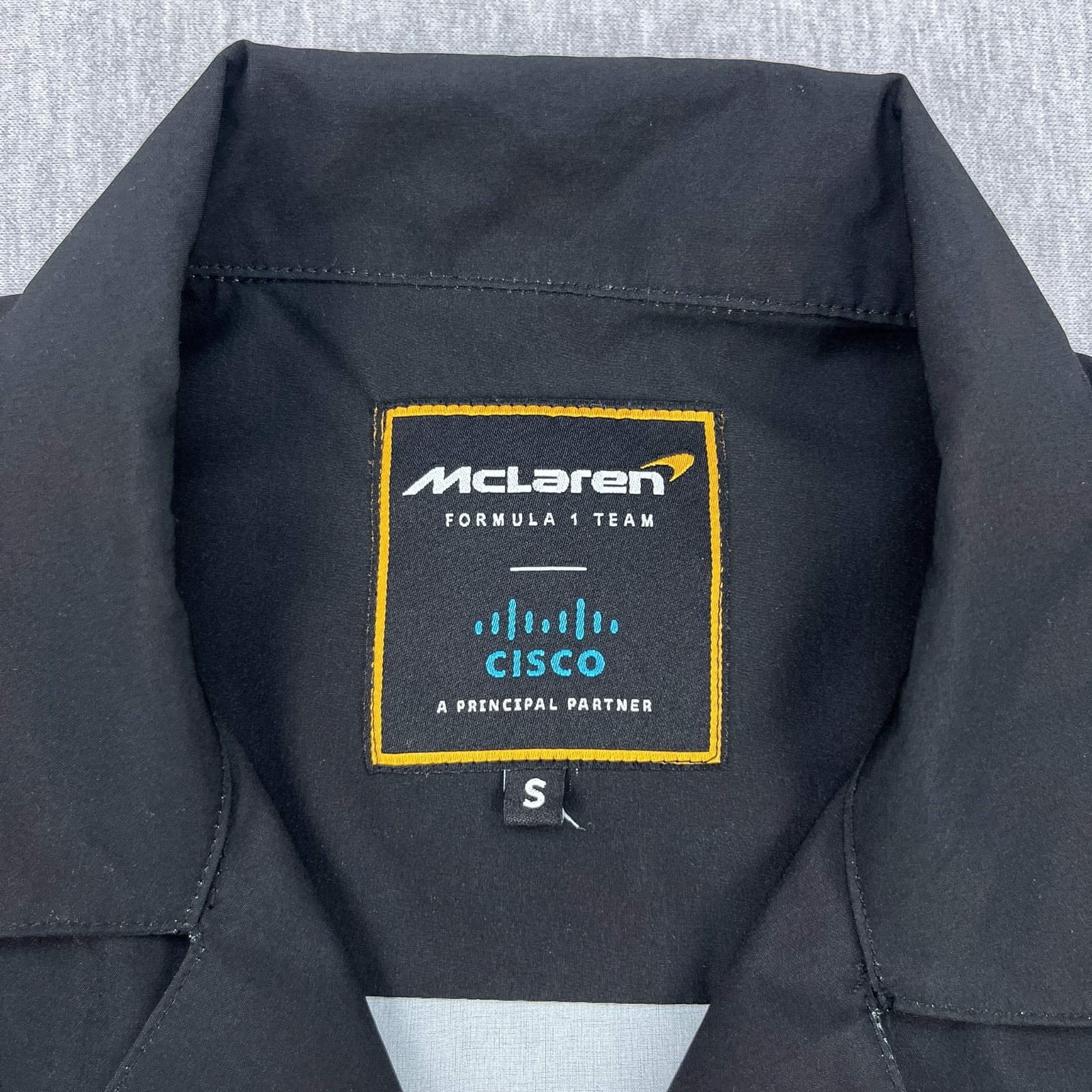 McLaren Formula 1 Team Official Logo Shirt Mens S Black Cisco Partner Stretch