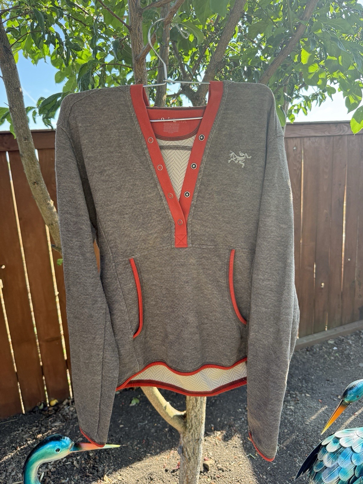Arc’teryx Citadel Hoody Pullover Womens Fleece Jacket Gray Orange Snap Front