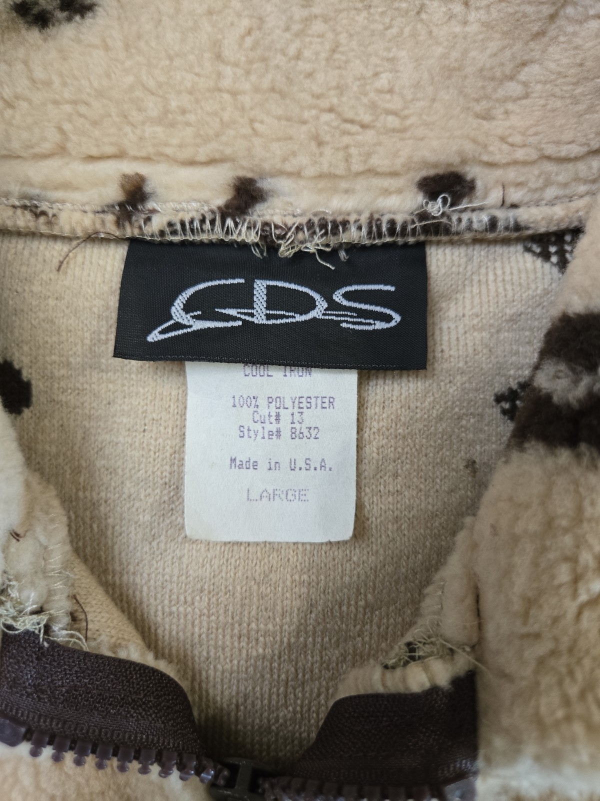 CDS Vtg 90s Cabincore Full Zip Sherpa Fleece Vest Womans Sz Lg Brown Moose Trees