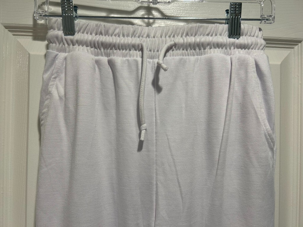 Hat and Beyond Size Small White Fleece Women’s Joggers Sweatpants drawstring