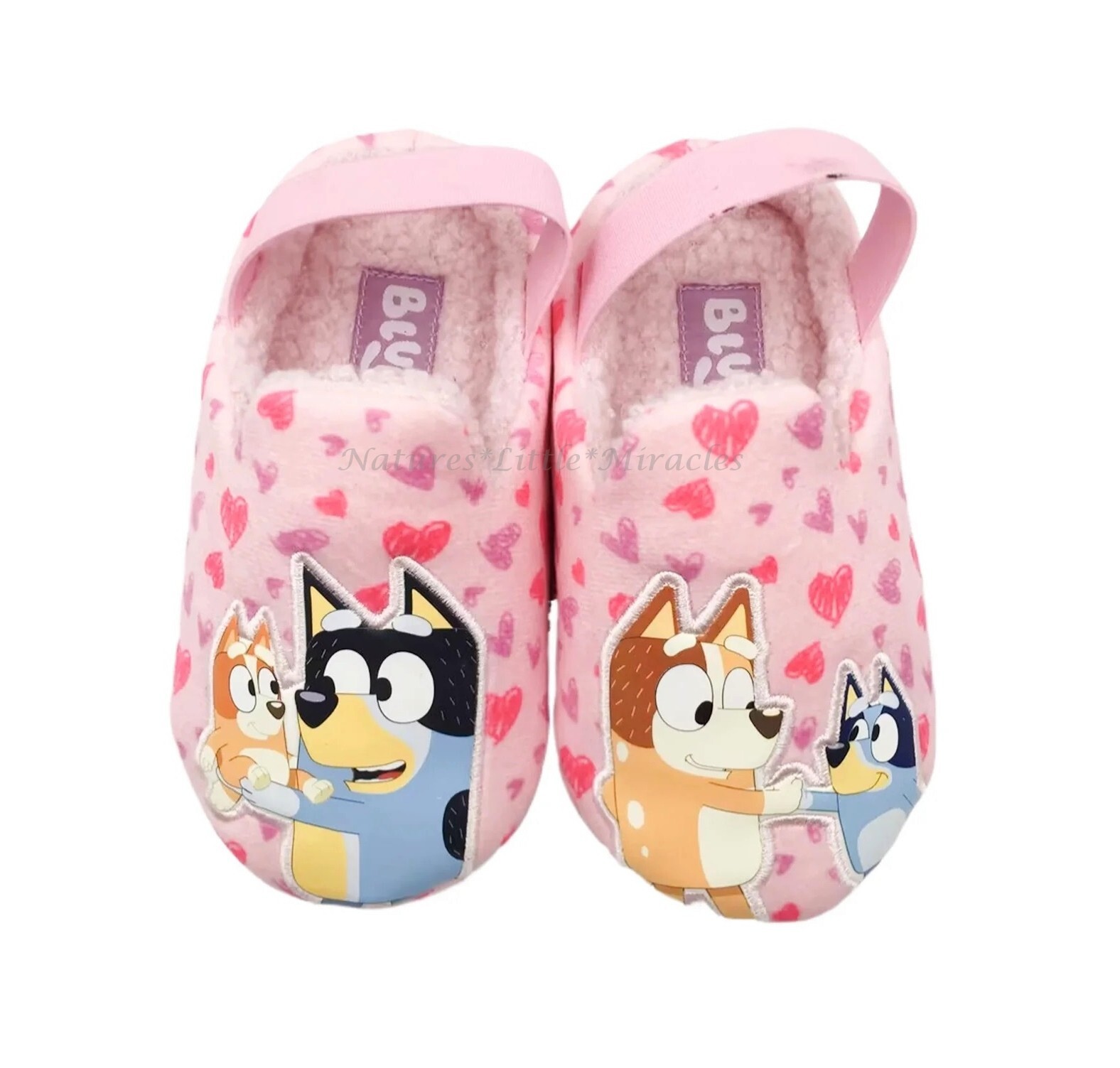 Bluey Slippers Girls Toddler Size 5 6 7 8 9 10 11 12 Pink Heart Slide Kids NWT