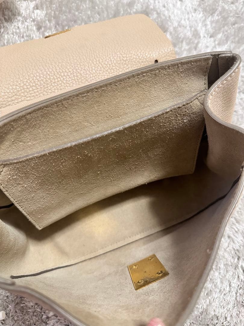 Chloe Drew Shoulder Bag White Leather Chain Strap 8.7 x 7.9 x 2.8 inches Medium