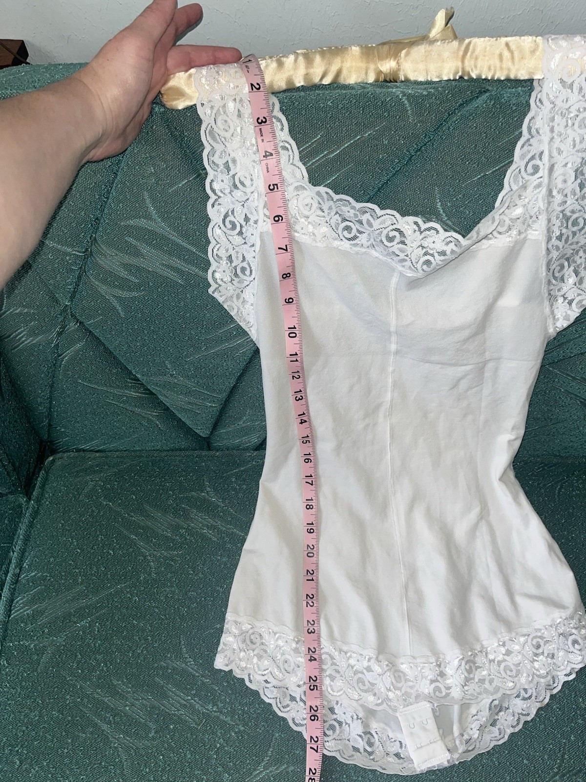 Samsara Body Shaper XL Cachetero White Lace Bodysuit Shapewear Teddy Cheeky