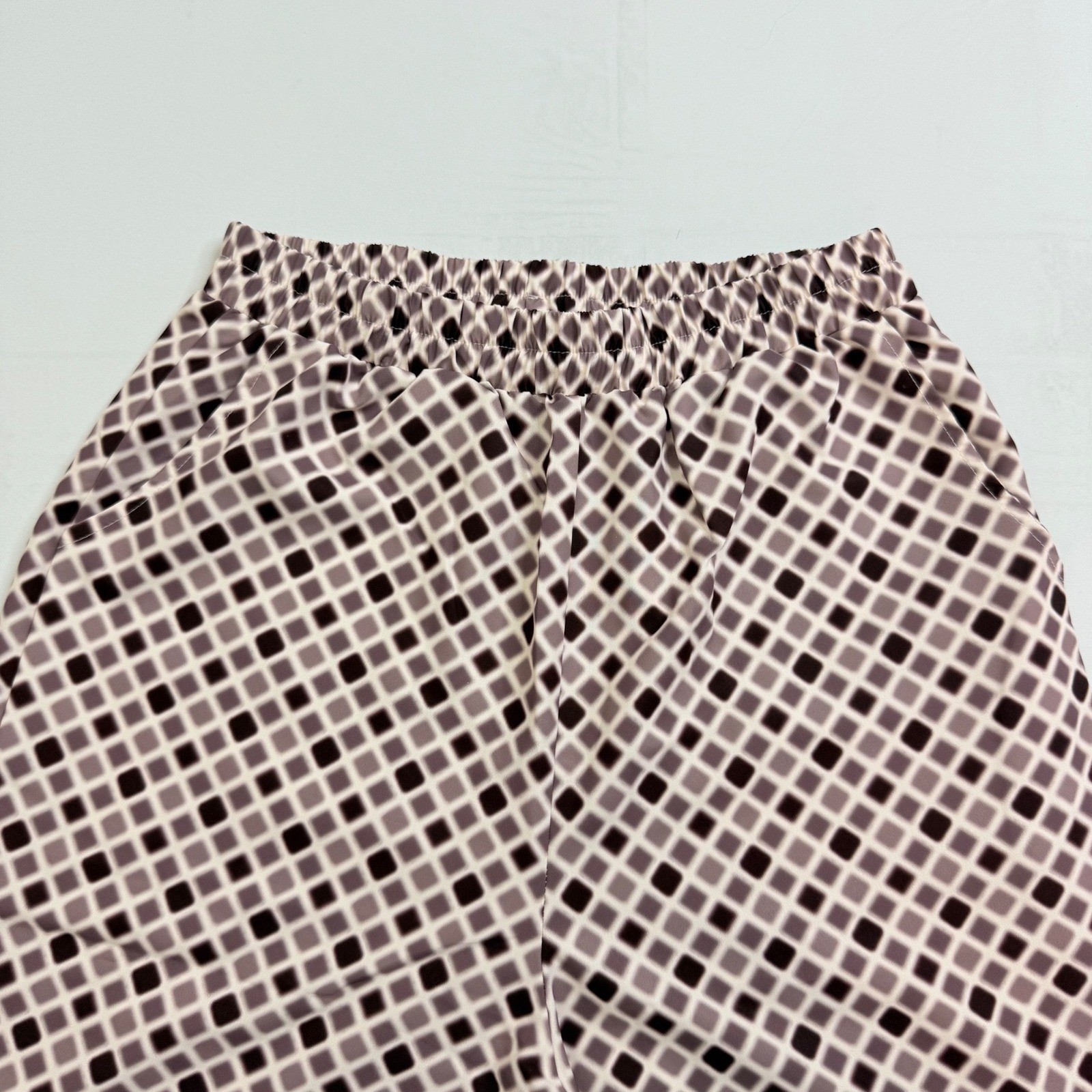 Purple Geometric Diamond Print Lounge Pants Elastic Waist Small Straight Leg