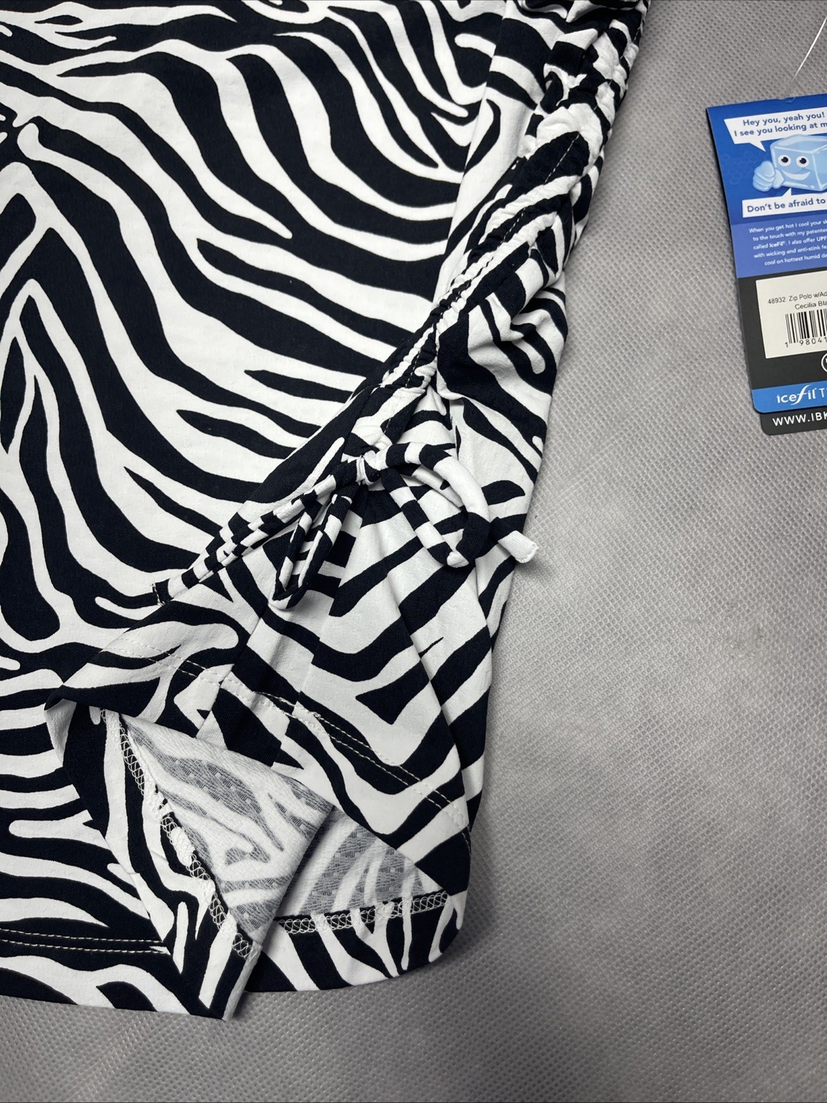 IBKUL Black & White Cecilia Zebra Print Long Sleeve Small Drawstring UPF 50+