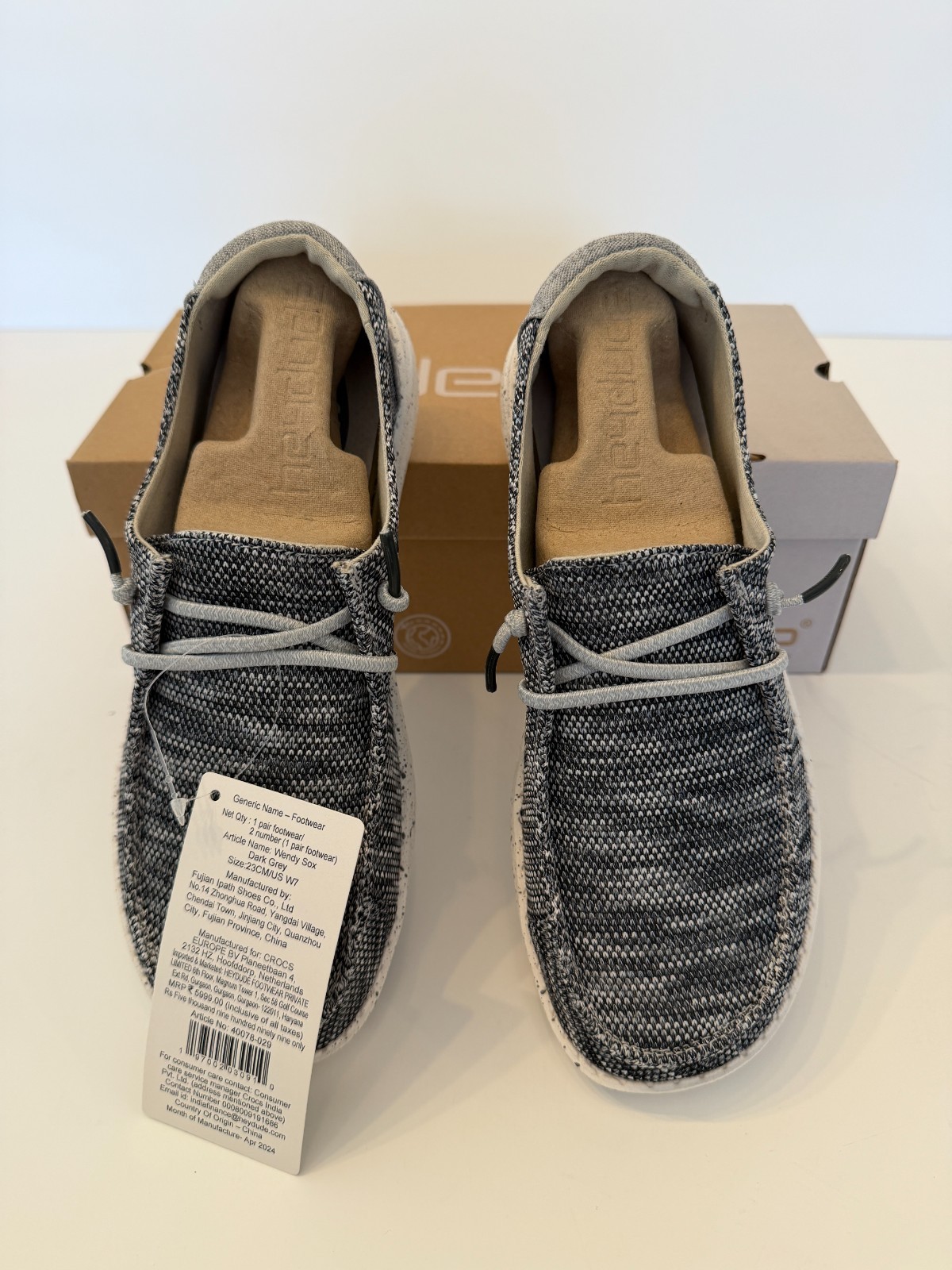 Hey Dude Wendy Sox Dark Grey Womens Size 7 NEW