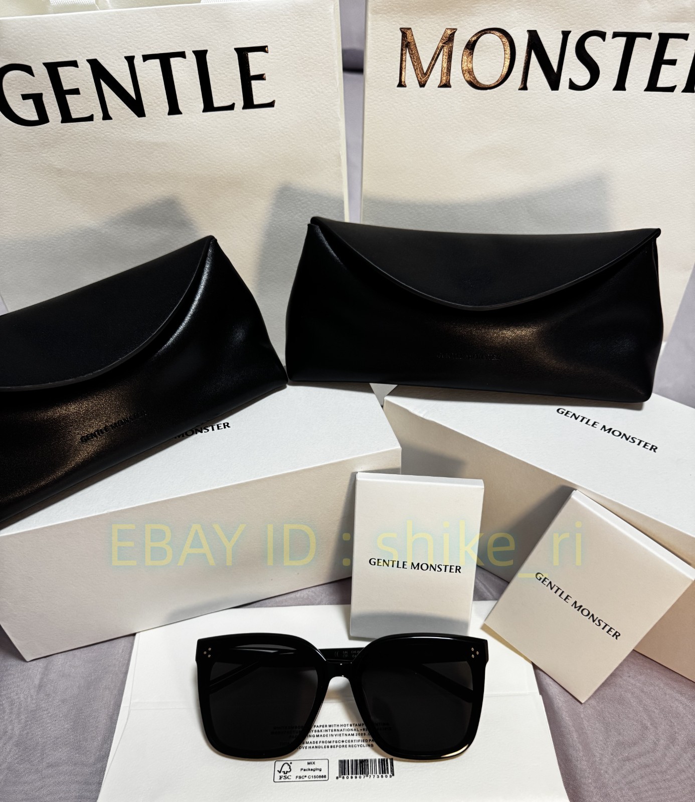 GentleMonster New Her 01 Unisex Sunglasses Oversized Black Frame Black Lenses