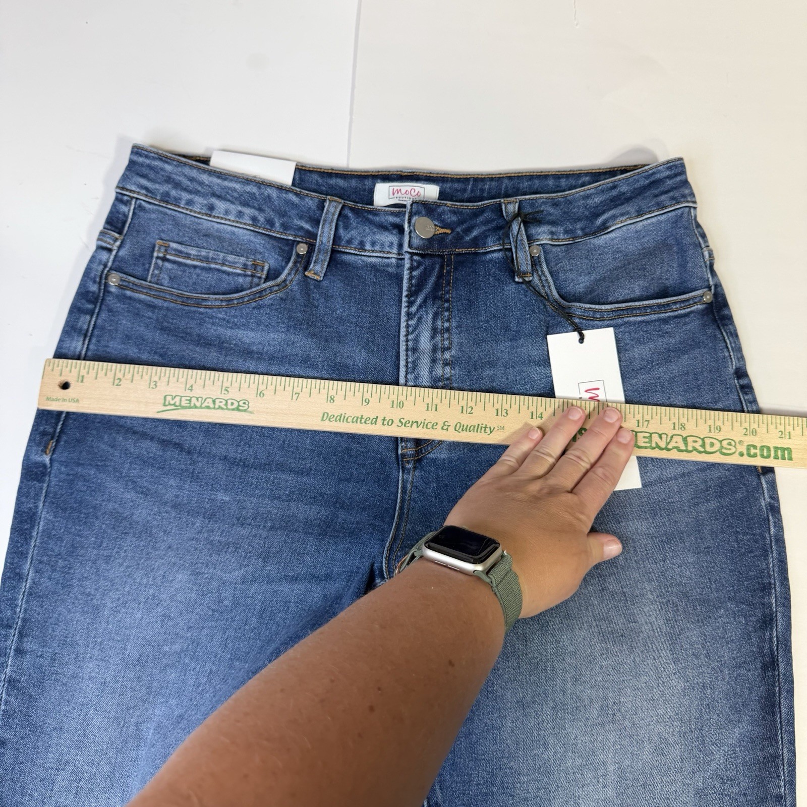 NWT MOCO Boutique Flare Jeans Womens Size 14w Tummy Control Raw Hem MOCO-BY1229