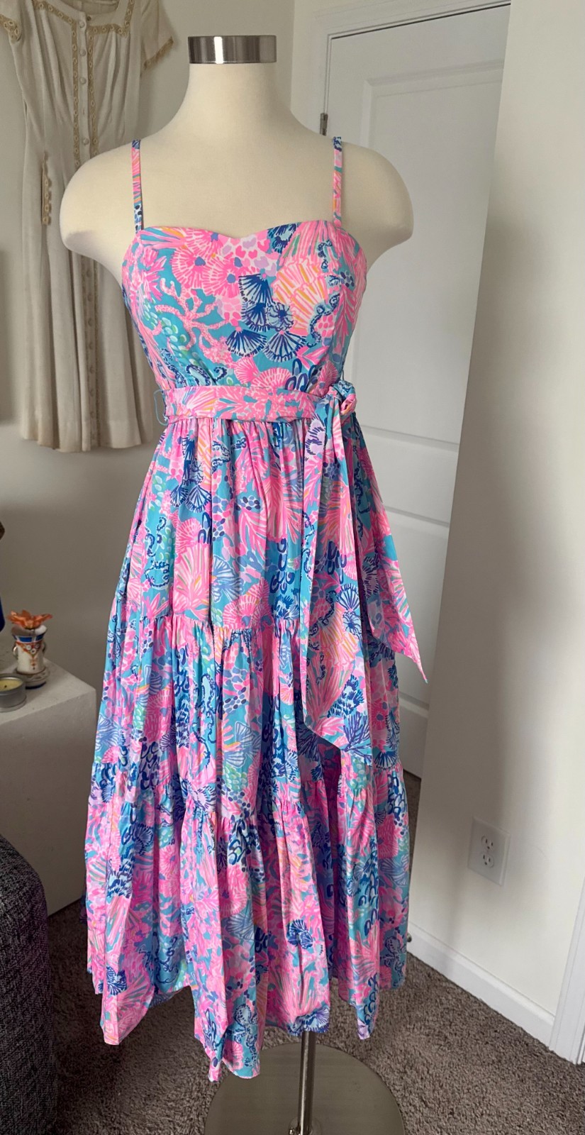 Lilly Pulitzer “Splendor in the Sand” Print Midi Cotton Dress w/Pockets – Size 0