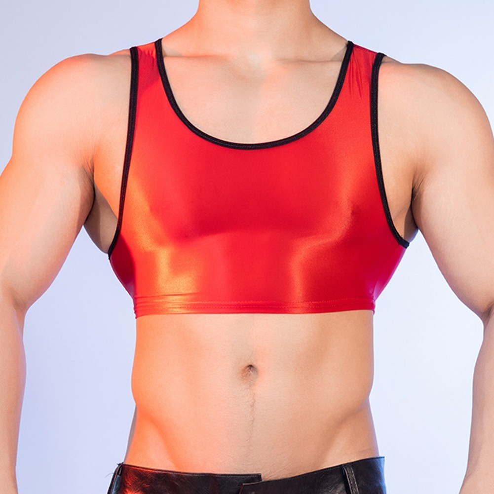 For Fitness For Yoga Glossy Tank Tops Mens Sleeveless Vest Nylon Fabric
